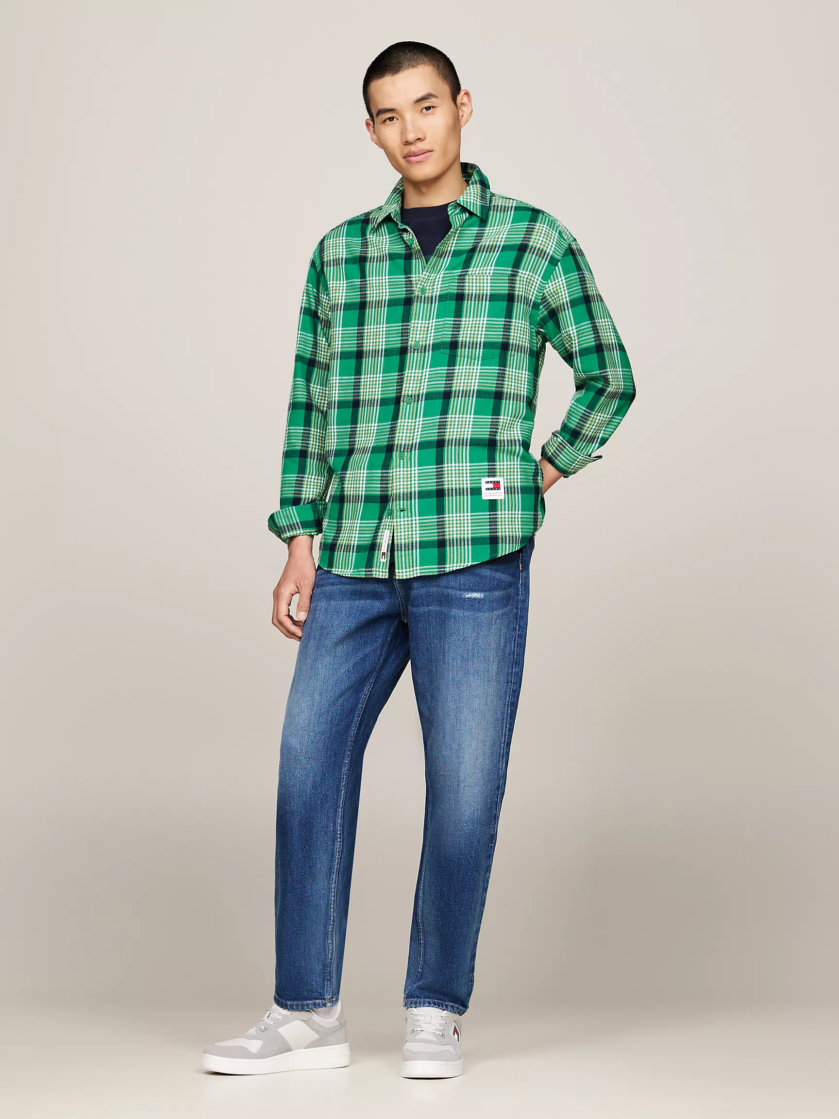 Мужская рубашка Tommy Hilfiger, Свободная клетчатая рубашка TJ с мягкой фактурой