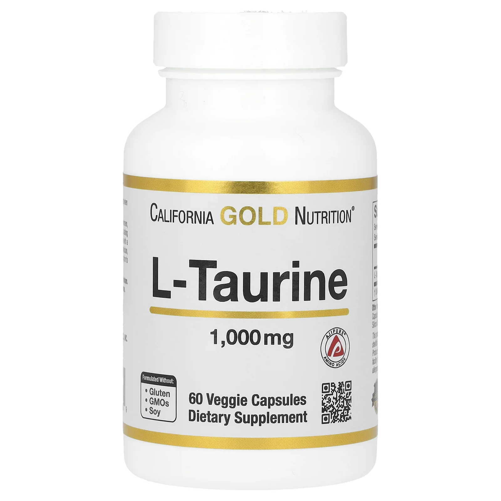 California Gold Nutrition, L-таурин, AjiPure, 1000 мг, 60 растительных капсул