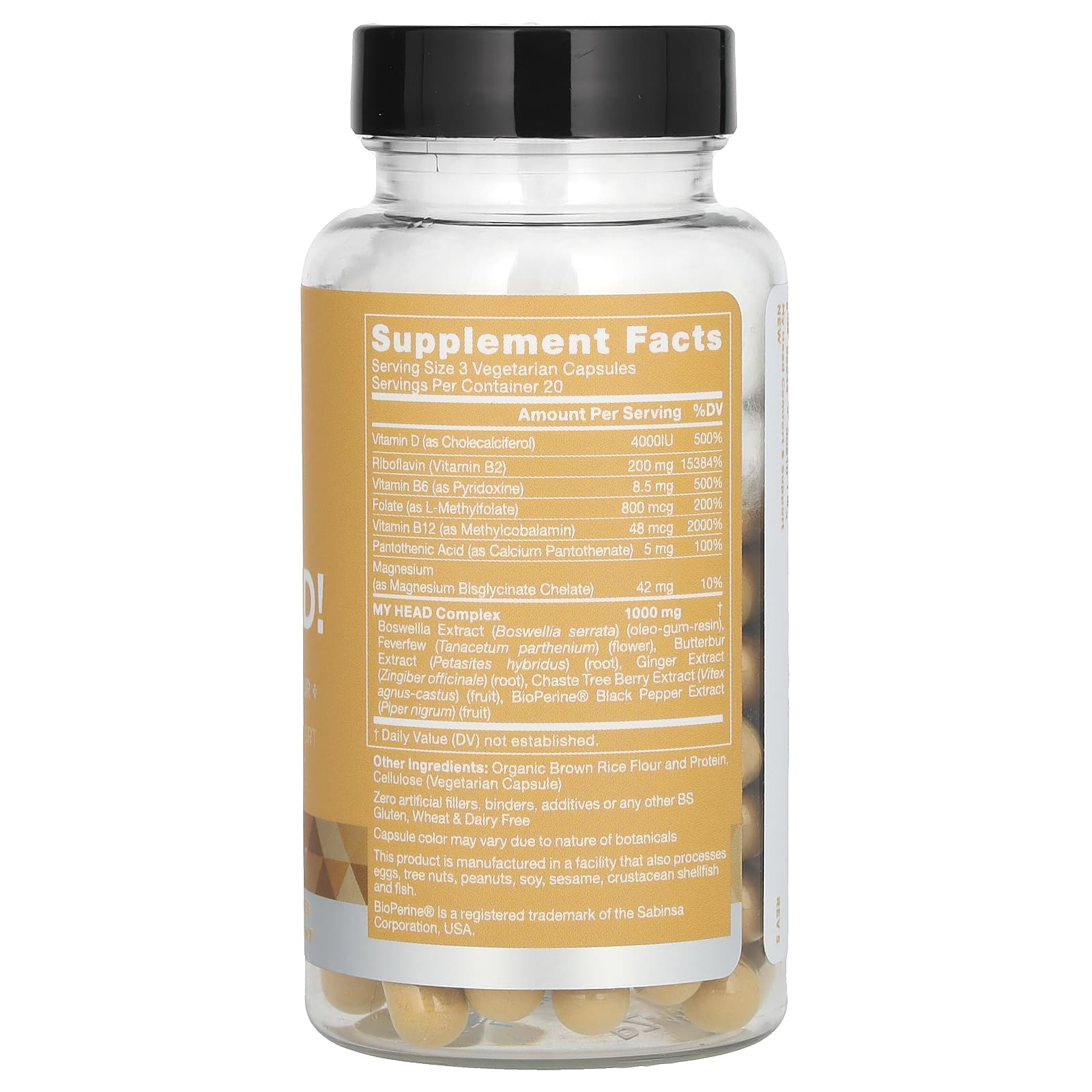 Eu Natural, My Head, пиретрум и белокопытник, 60 вегетарианских капсул