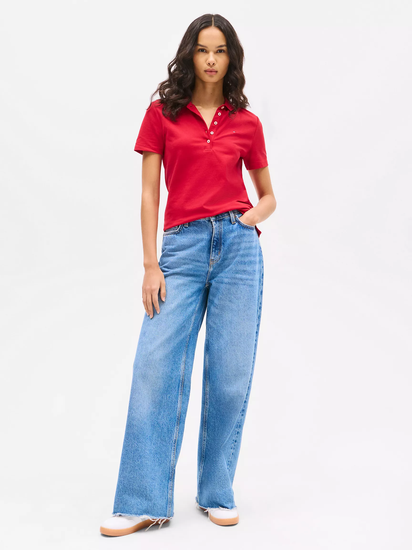 Женское поло Tommy Hilfiger, Эластичное хлопковое поло