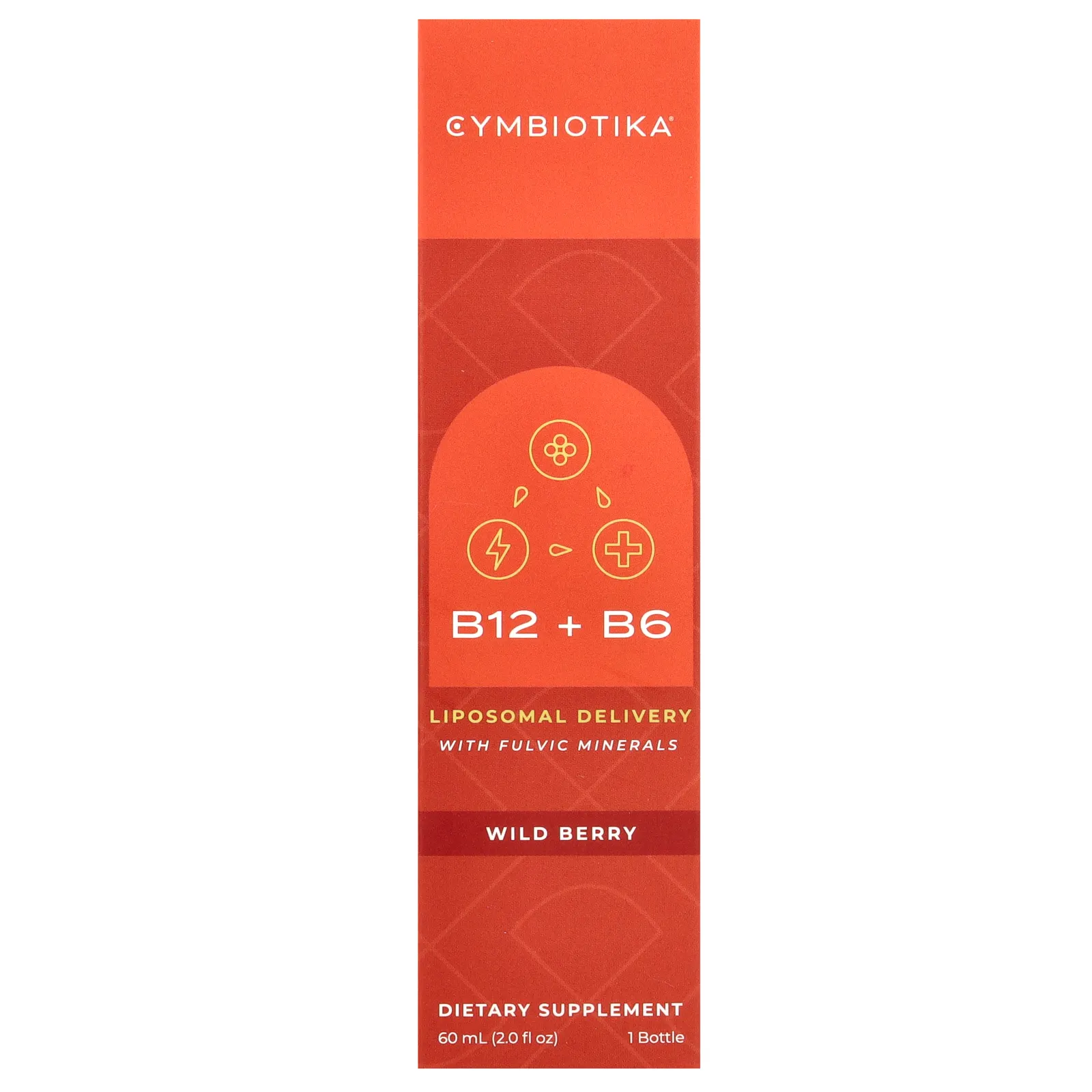 Cymbiotika, B12 + B6, липосомальное средство с фульвовыми минералами, лесные ягоды, 60 мл (2 жидк. Унции)