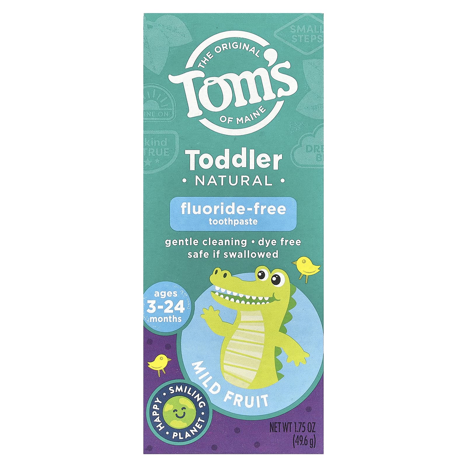 Tom's of Maine, Toddler, натуральная зубная паста для тренировок, без фтора, для детей от 3 до 24 месяцев, мягкие фрукты, 49,6 г (1,75 унции)