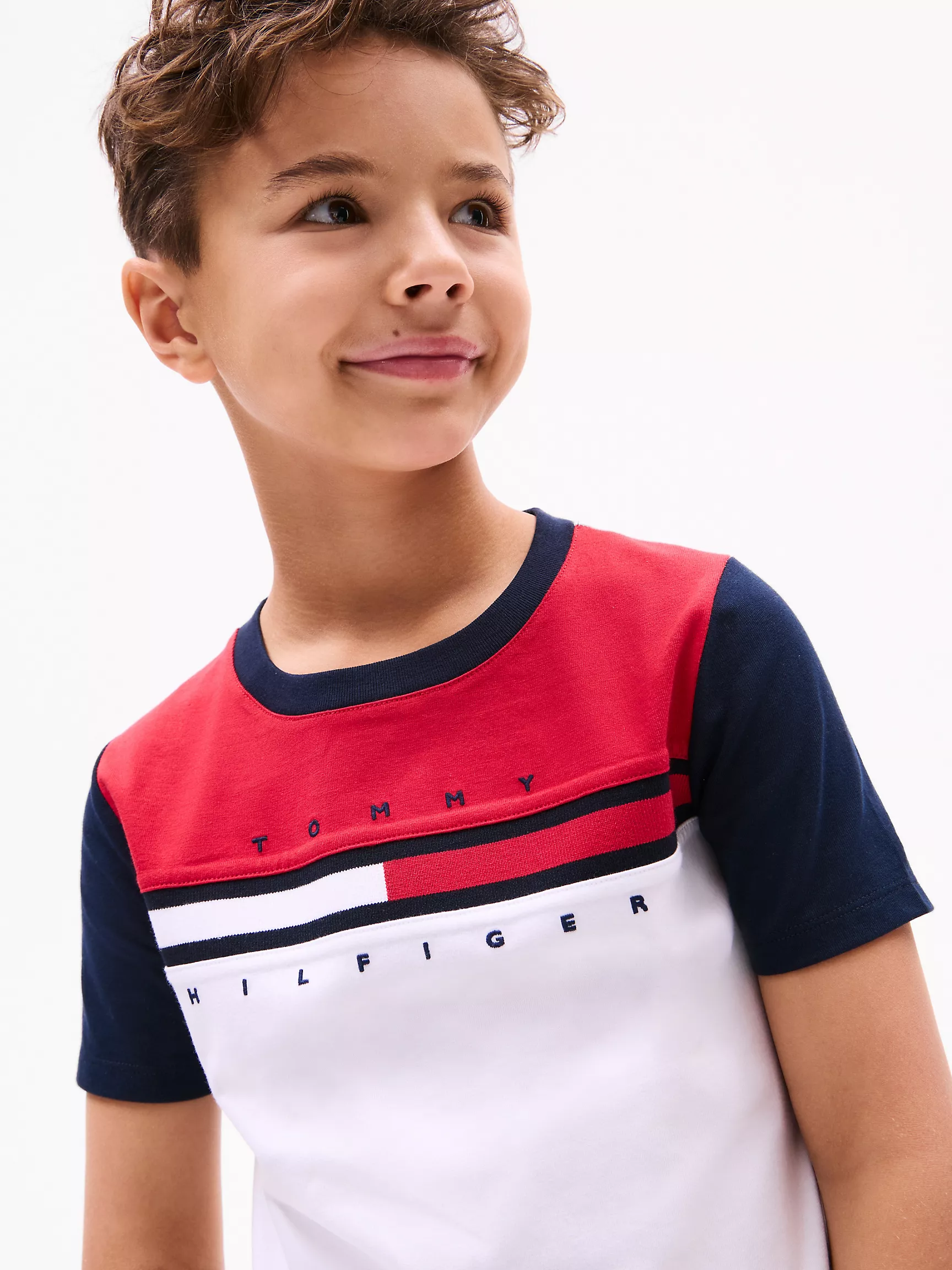 Футболка Tommy Hilfiger для мальчиков, Детская футболка с флаговыми полосками в стиле colorblock