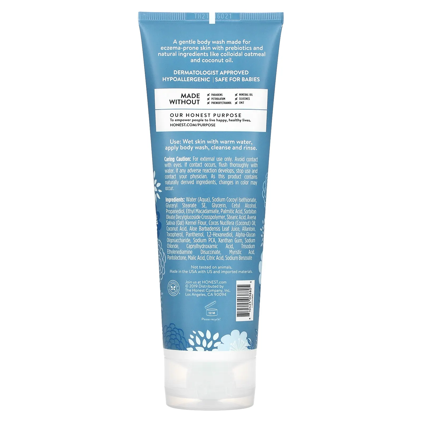 The Honest Company, Успокаивающий гель для душа, для кожи, склонной к экземе, 236 мл (8,0 унции)