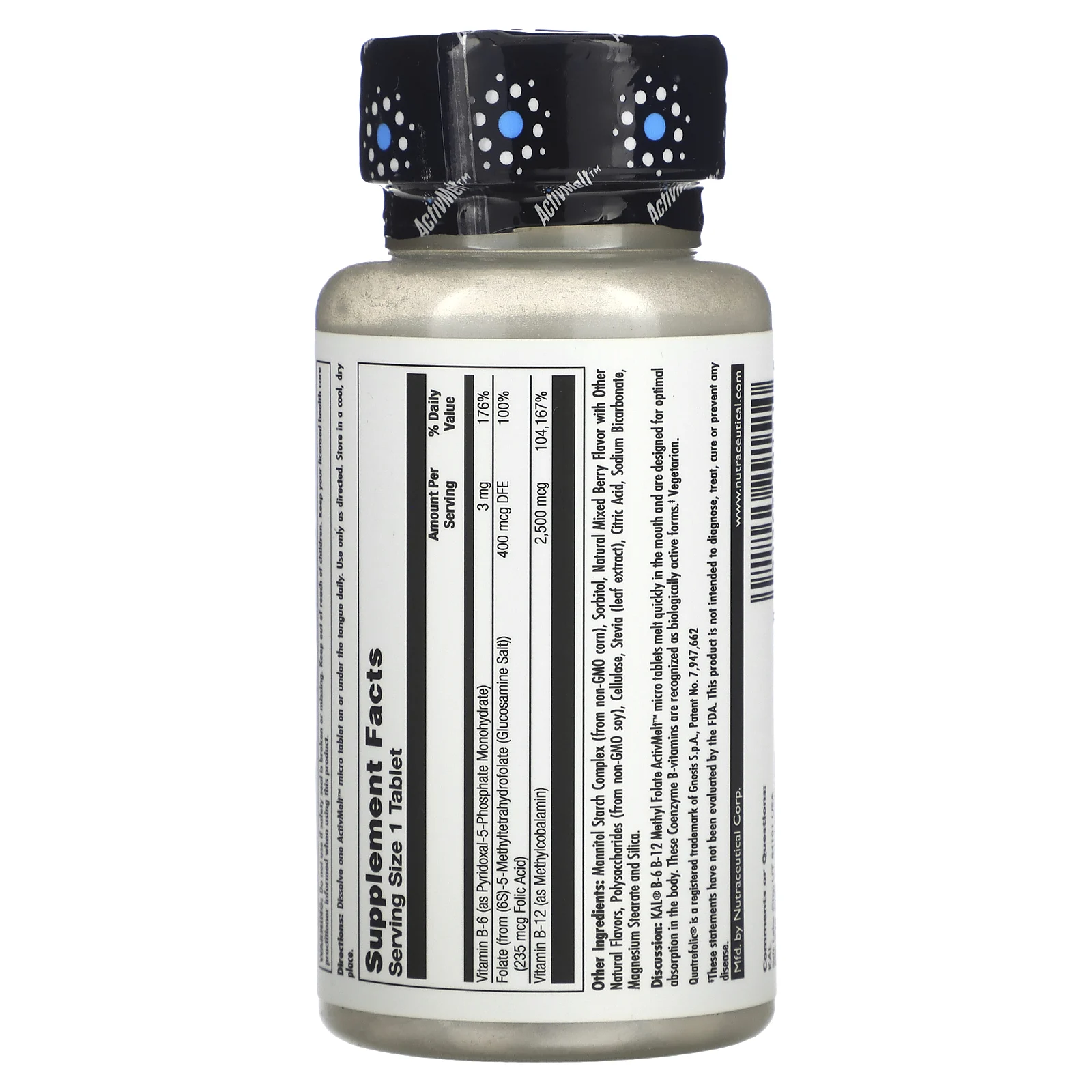 KAL, витамины В6, В12 и метилфолат, ягодное ассорти, 60 микротаблеток