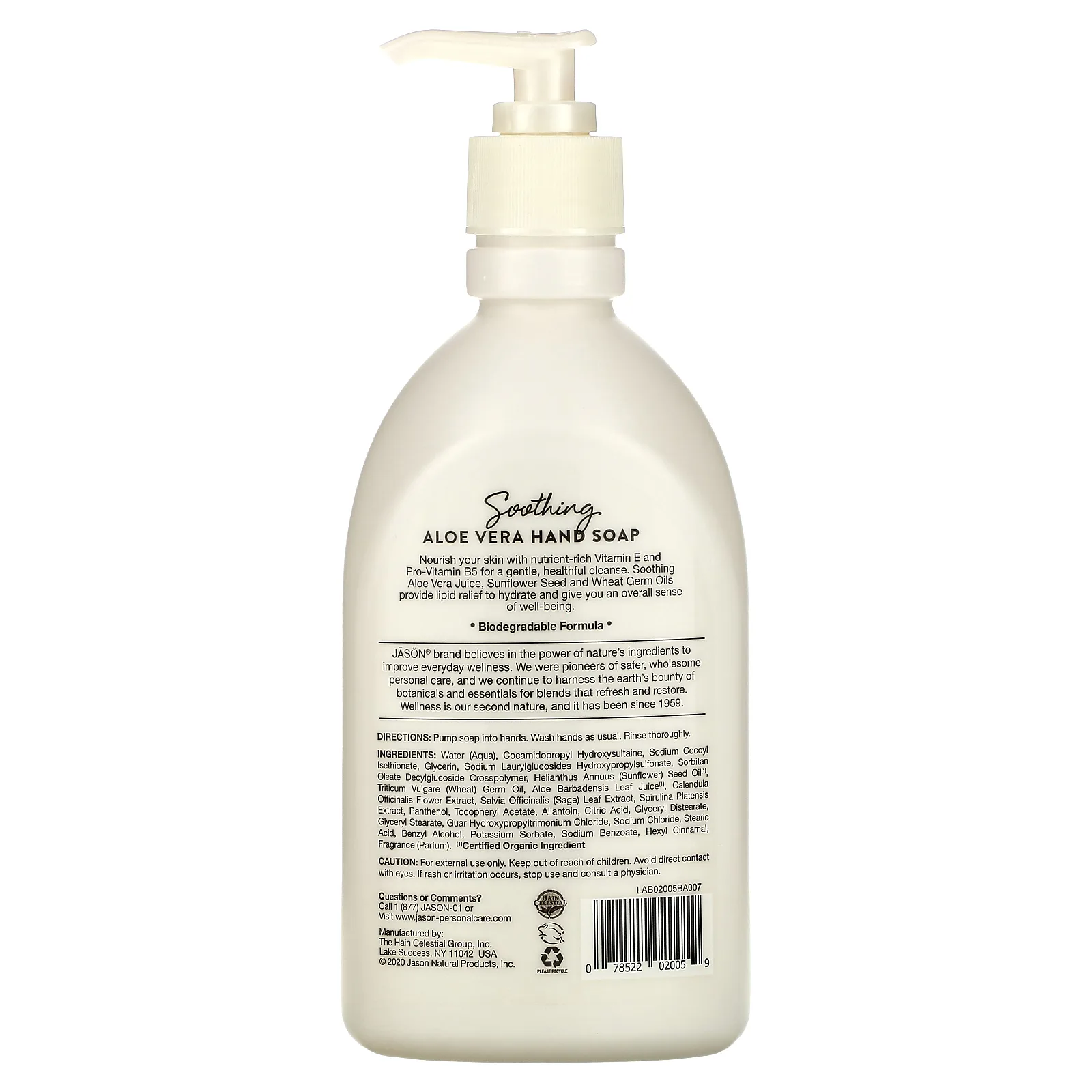 Jason Natural, Мыло для рук, успокаивающее алоэ вера, 473 мл