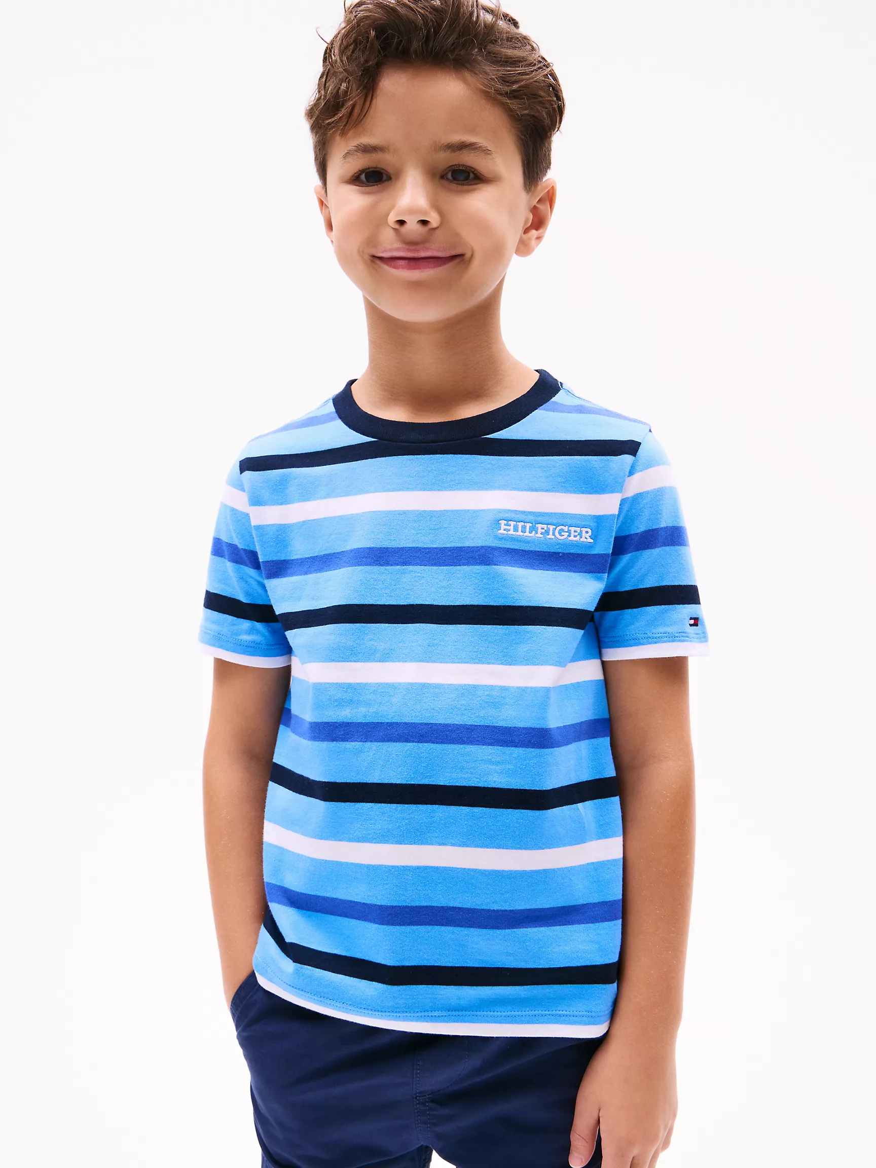 Футболка Tommy Hilfiger для мальчиков, Детская полосатая футболка с монограммным логотипом