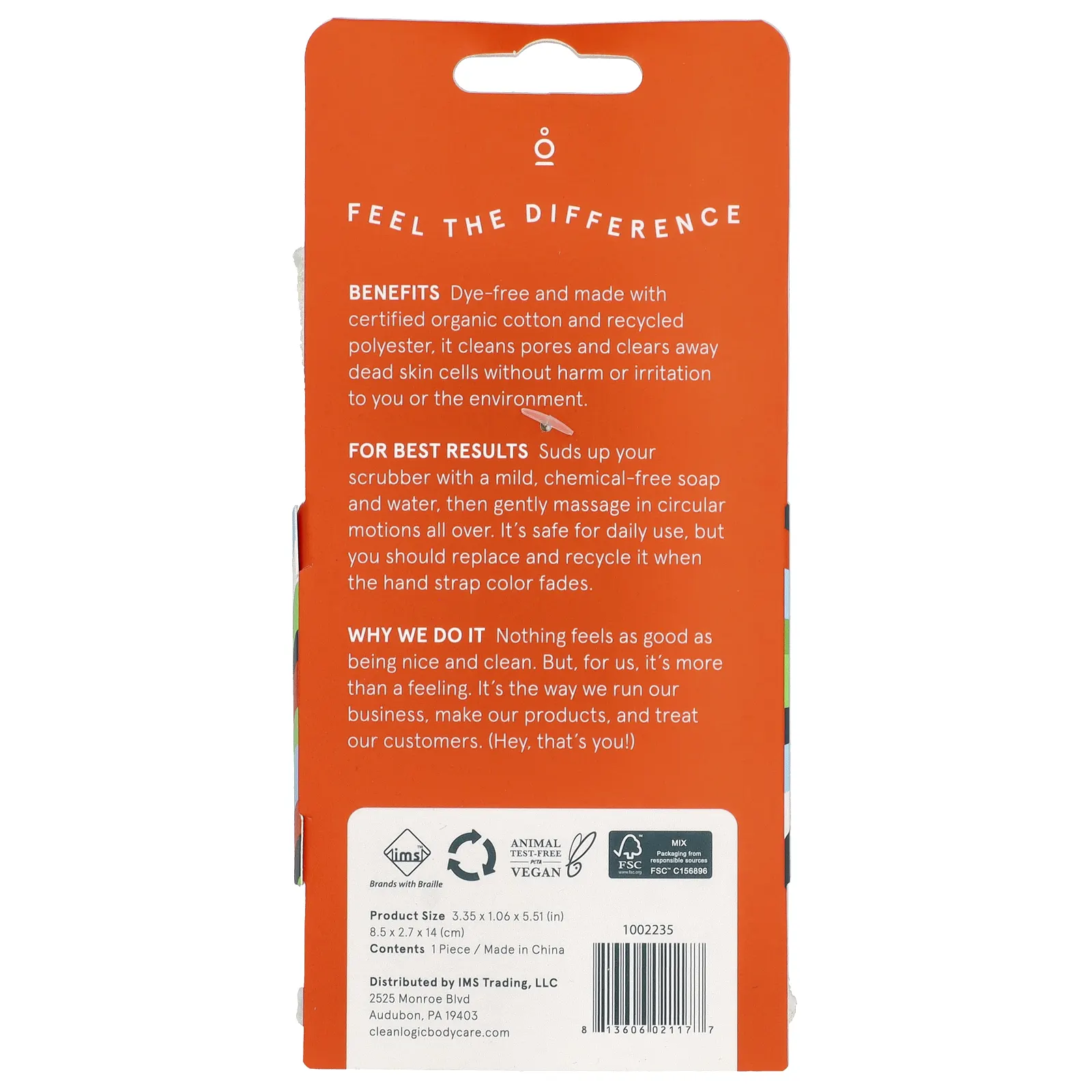 Clean Logic, Устойчивое отшелушивающее средство для тела, белое, 1 шт.