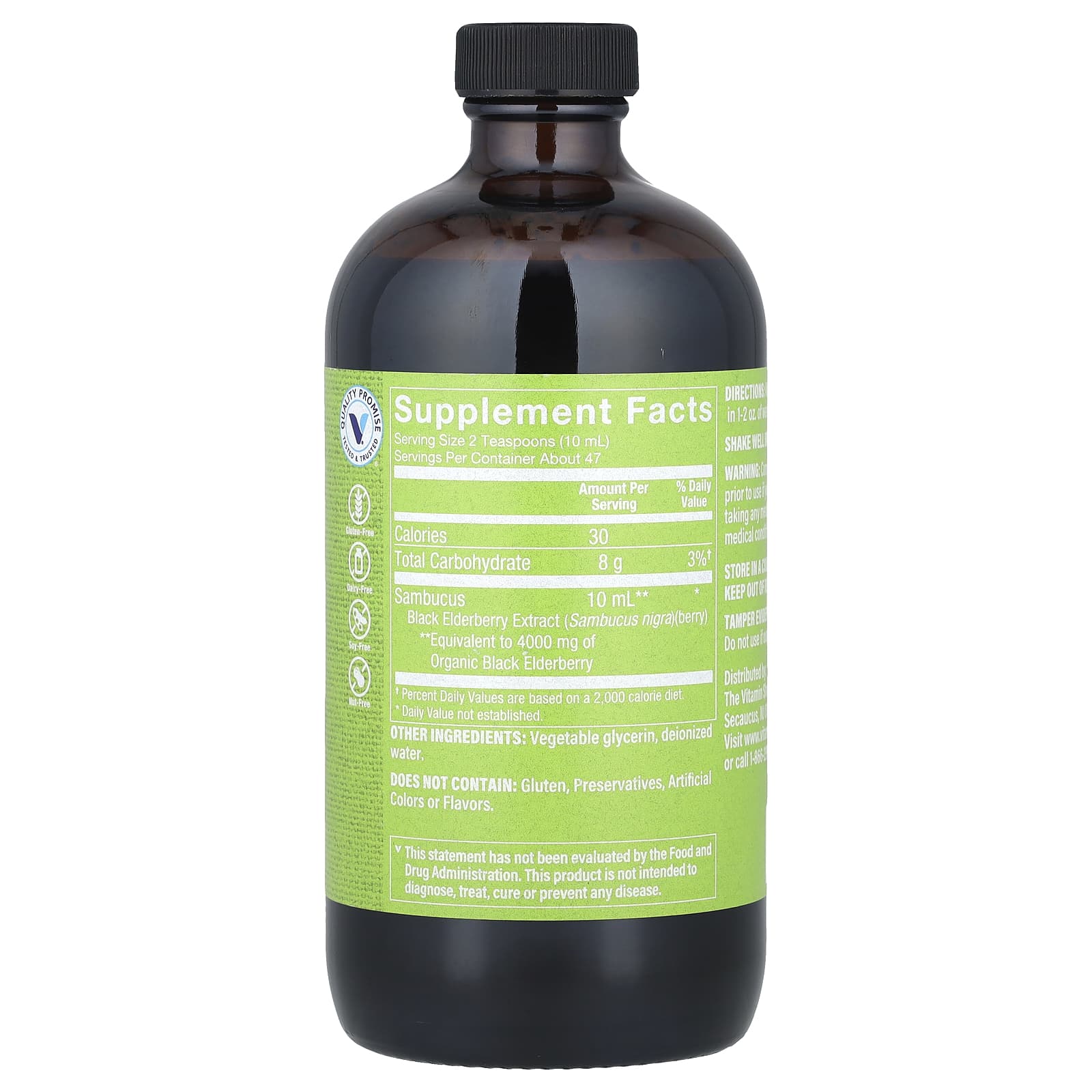 The Vitamin Shoppe, Sambucus, черная бузина, без спирта, 473 мл (16 жидк. Унций)