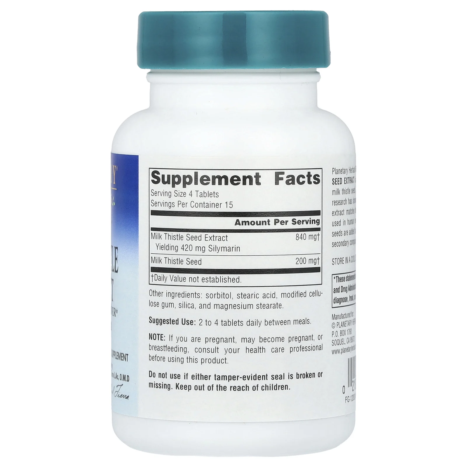 Planetary Herbals, Full Spectrum ™, экстракт семян расторопши, 1040 мг, 60 таблеток (260 мг на таблетку)