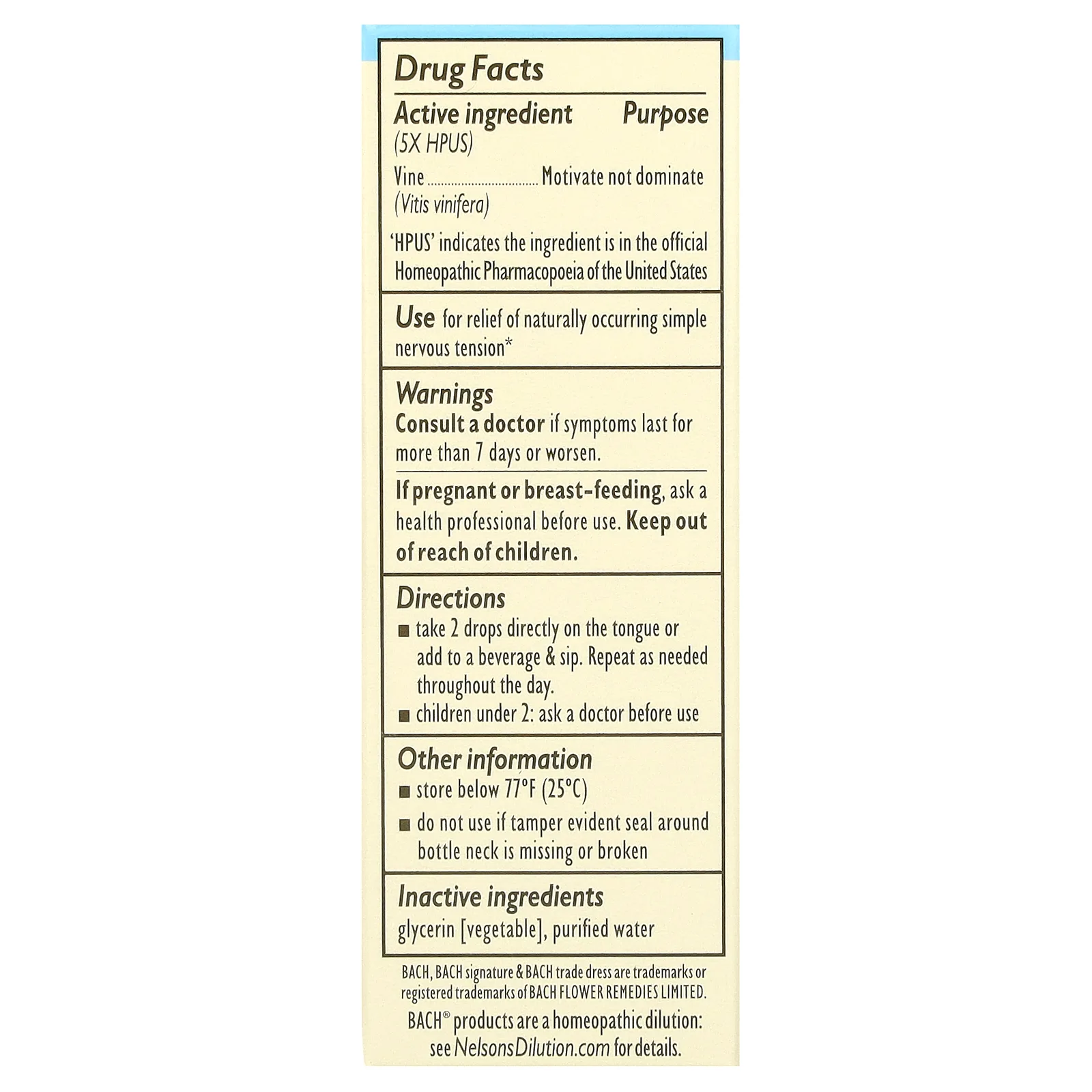 Bach, Original Flower Remedies, лоза, 10 мл (0,35 жидк. унции)