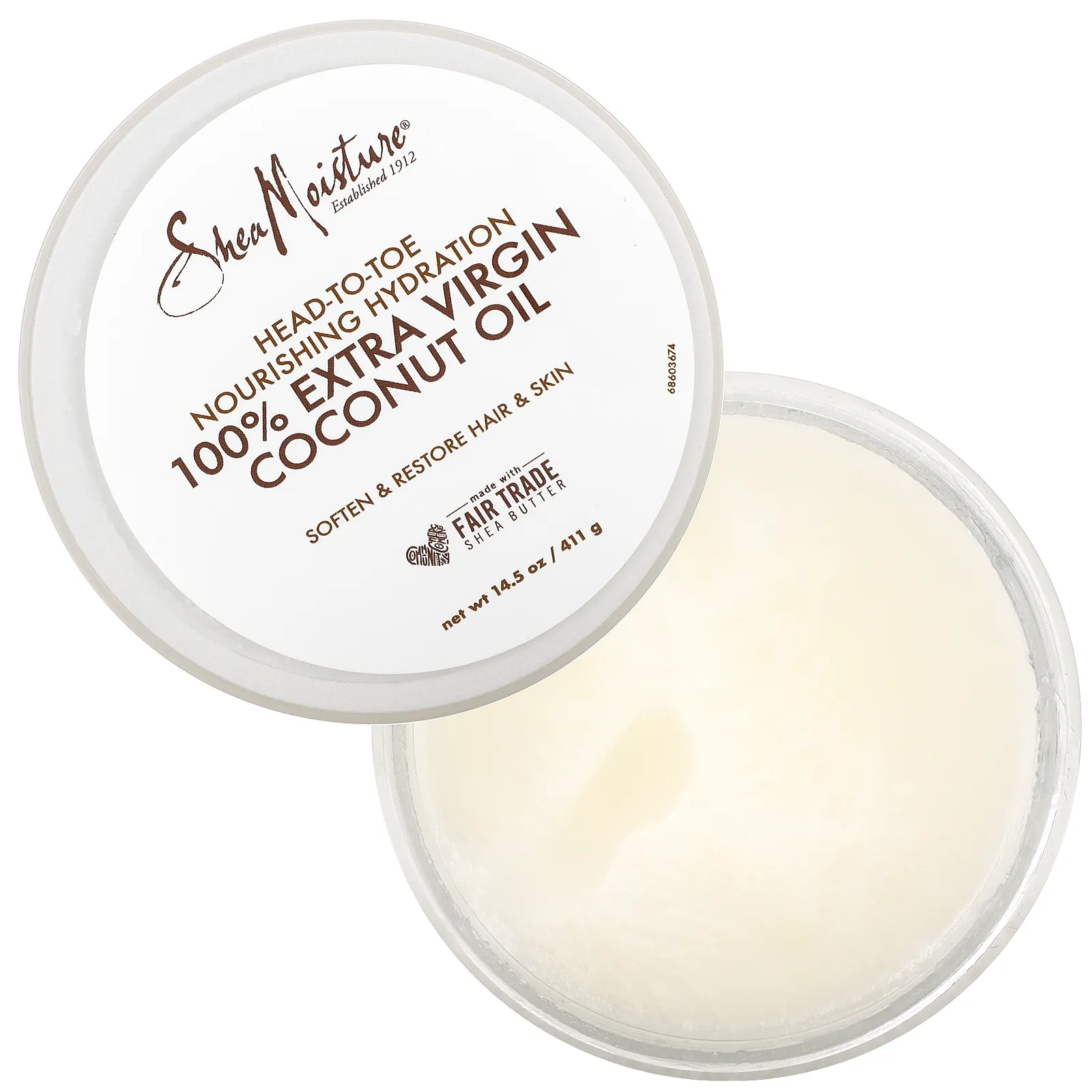 SheaMoisture, Питательное увлажнение с головы до ног, 100% кокосовое масло первого отжима, 15 жидких унций (444 мл)