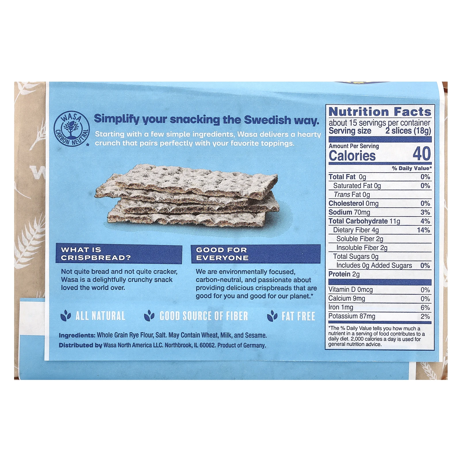 Wasa Flatbread, хлебцы, светлый ржаной, 270 г (9,5 унции)