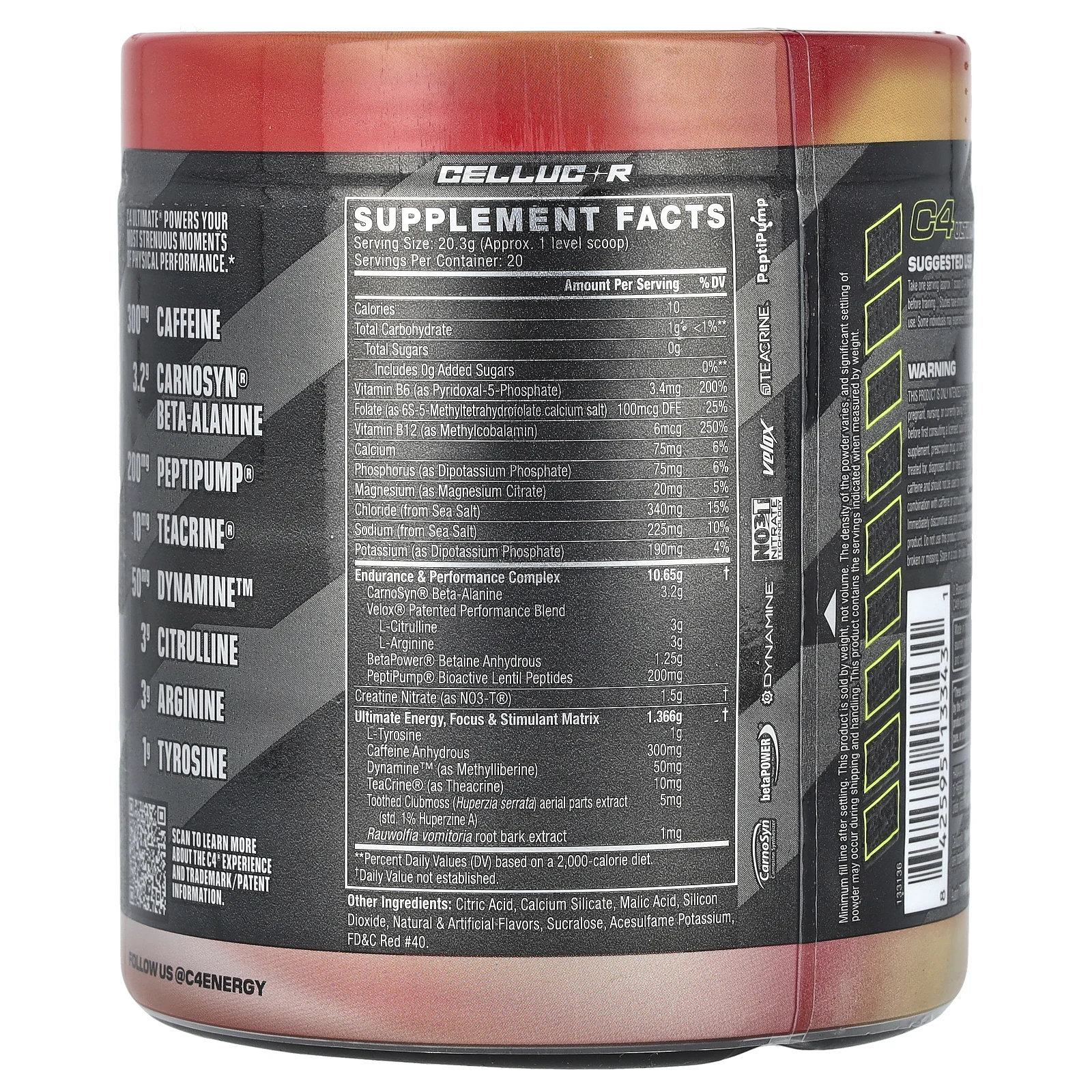 Cellucor, C4 Ultimate, Pre-Workout, Hawaiian Punch® Fruit Juicy Red®, 14.3 oz (406 g)