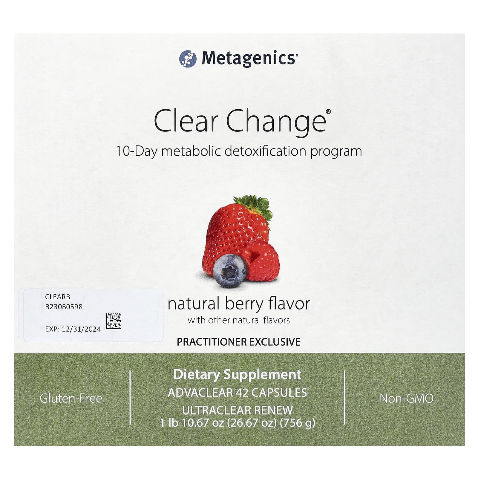 Metagenics, Clear Change, 10-дневная программа метаболической детоксикации, со вкусом натуральных ягод, набор из 2 предметов