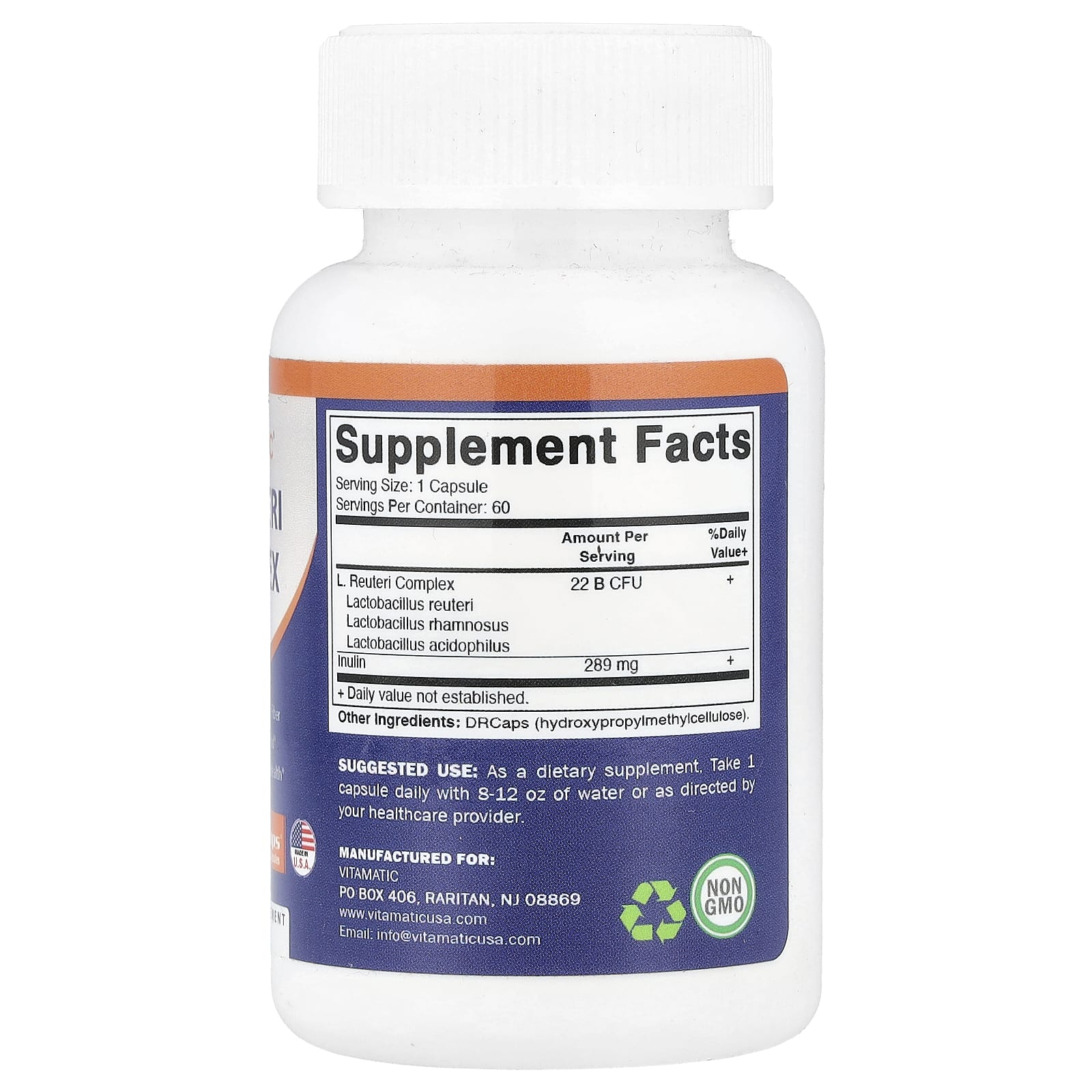 Vitamatic, Комплекс L.Reuteri, 60 капсул с гипромеллозой DRcaps®