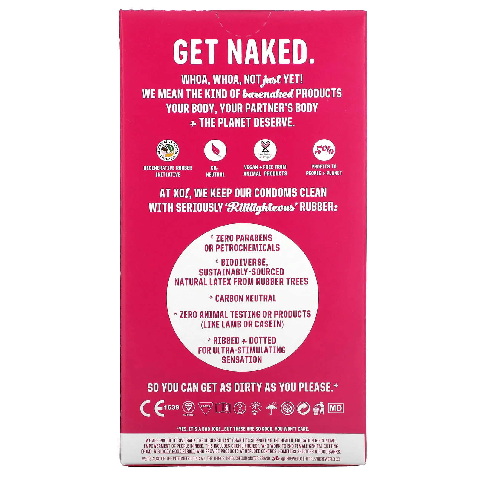 Here We Flo, XO! Rightous резиновый ребристый и точечный презерватив, без запаха, 12 шт.