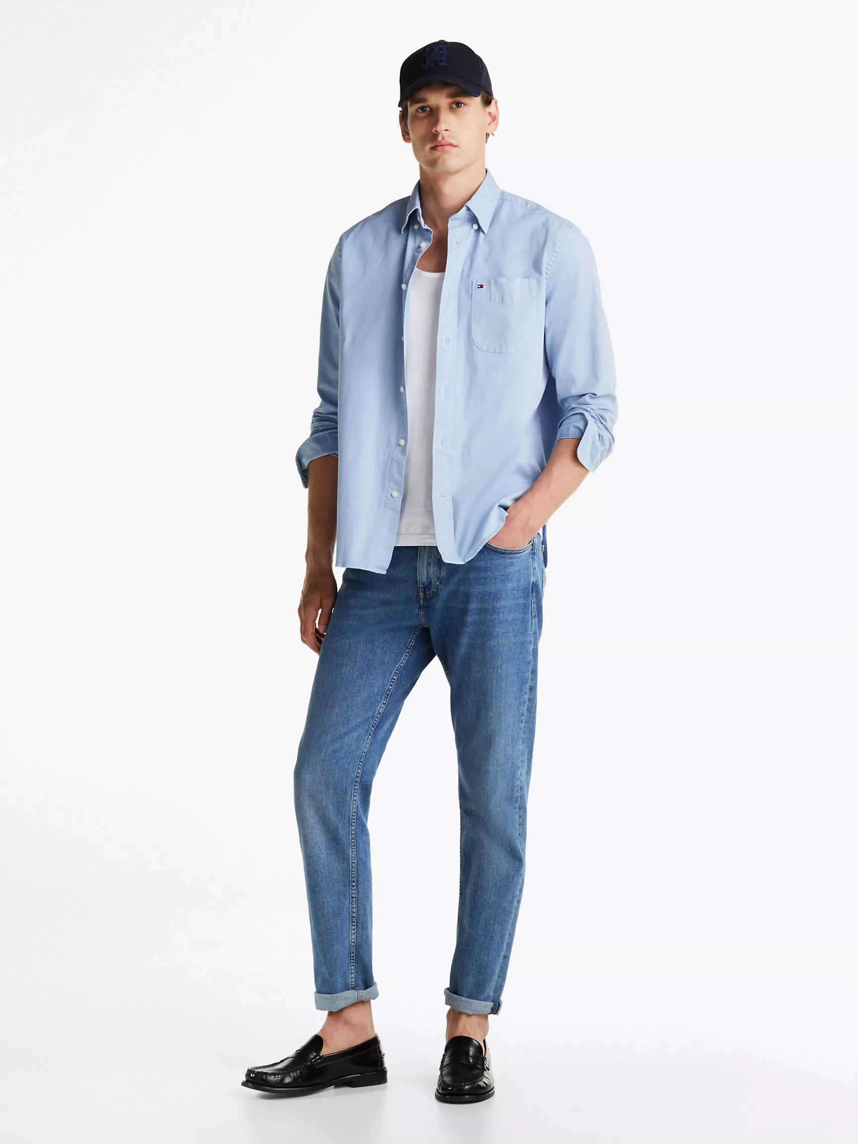 Мужская рубашка Tommy Hilfiger, Окрашенная рубашка из твила стандартного кроя