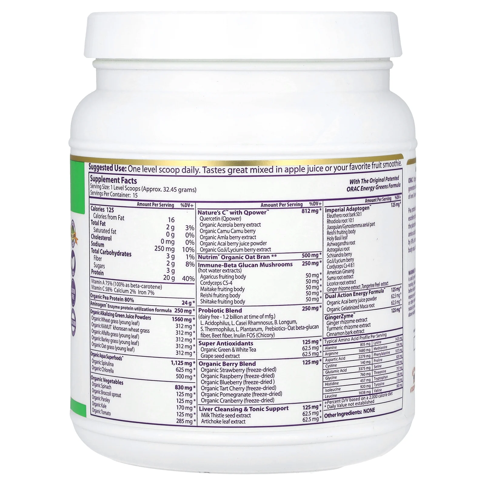 Paradise Herbs, Протеин и зелень, оригинальный вкус, без добавок, 454 г (16 унций)