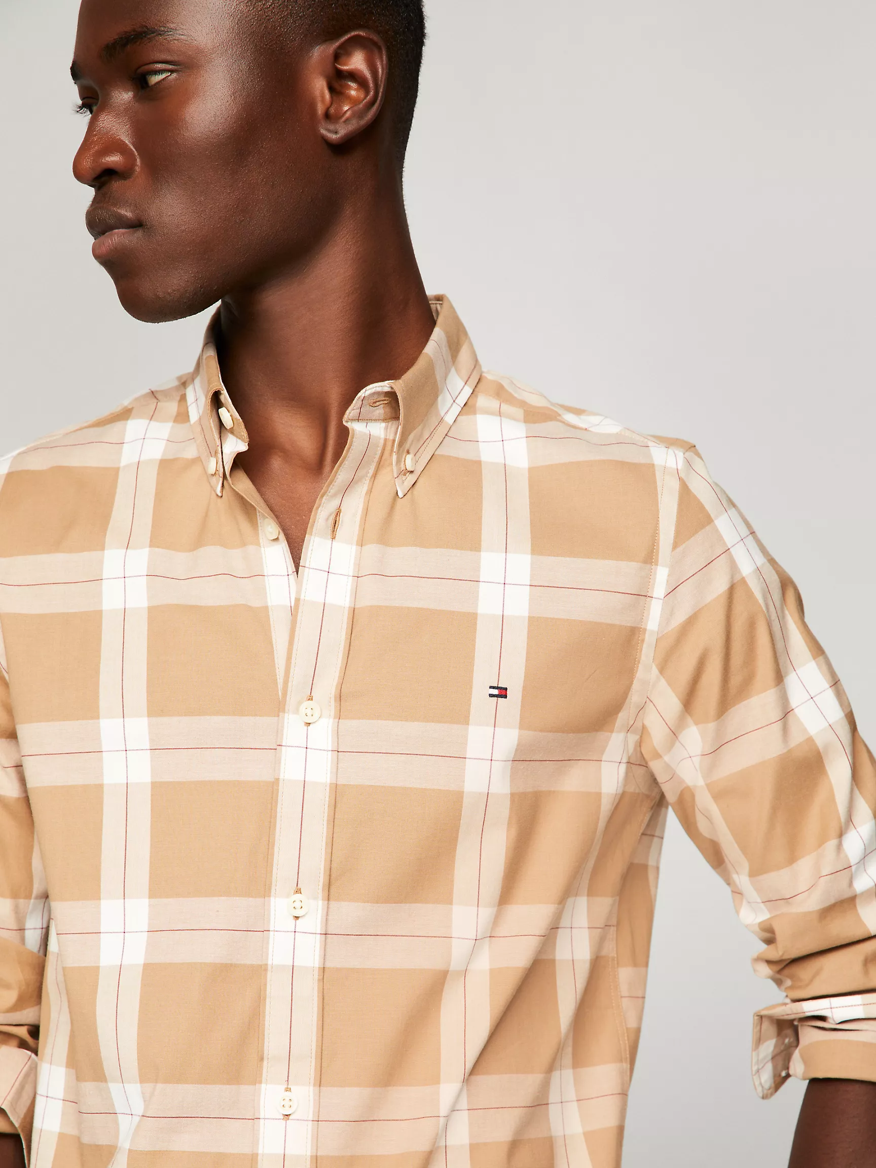 Мужская рубашка Tommy Hilfiger, Приталенная клетчатая рубашка из поплина