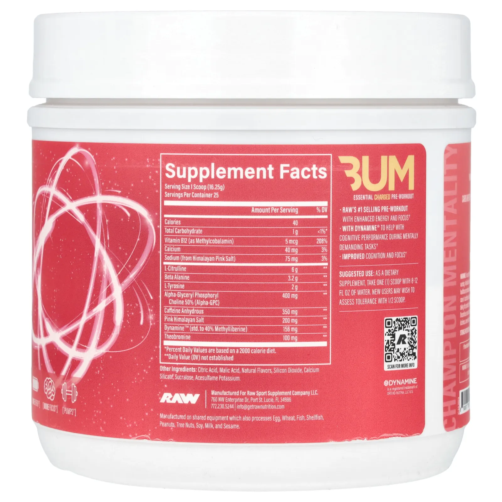 Raw Nutrition, Bum Essentials, Essential Charged перед тренировкой, цитрусовый и грейпфрут, 406,25 г (14,33 унции)