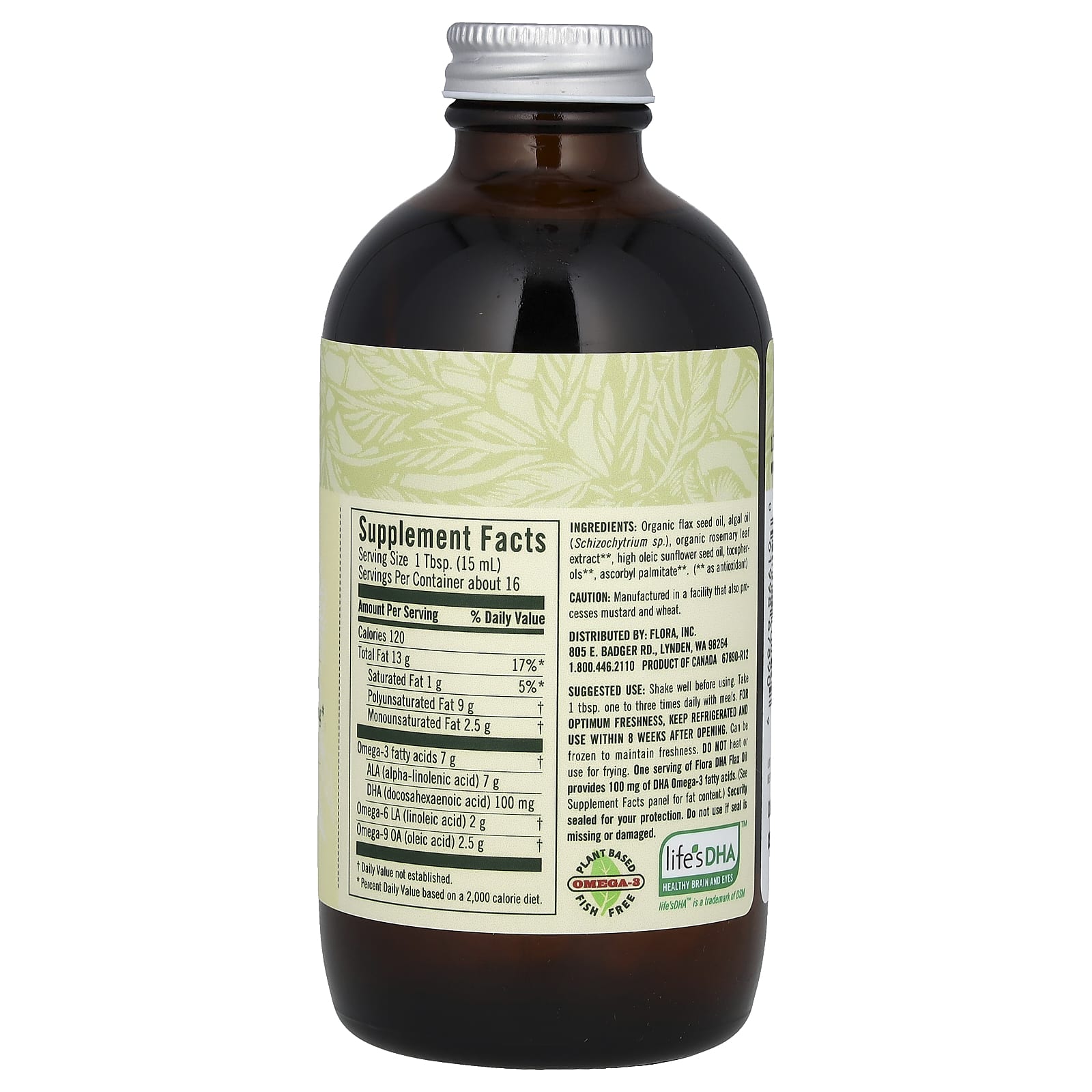 Flora, льняное масло с ДГК, 250 мл (8,5 жидк. унции)