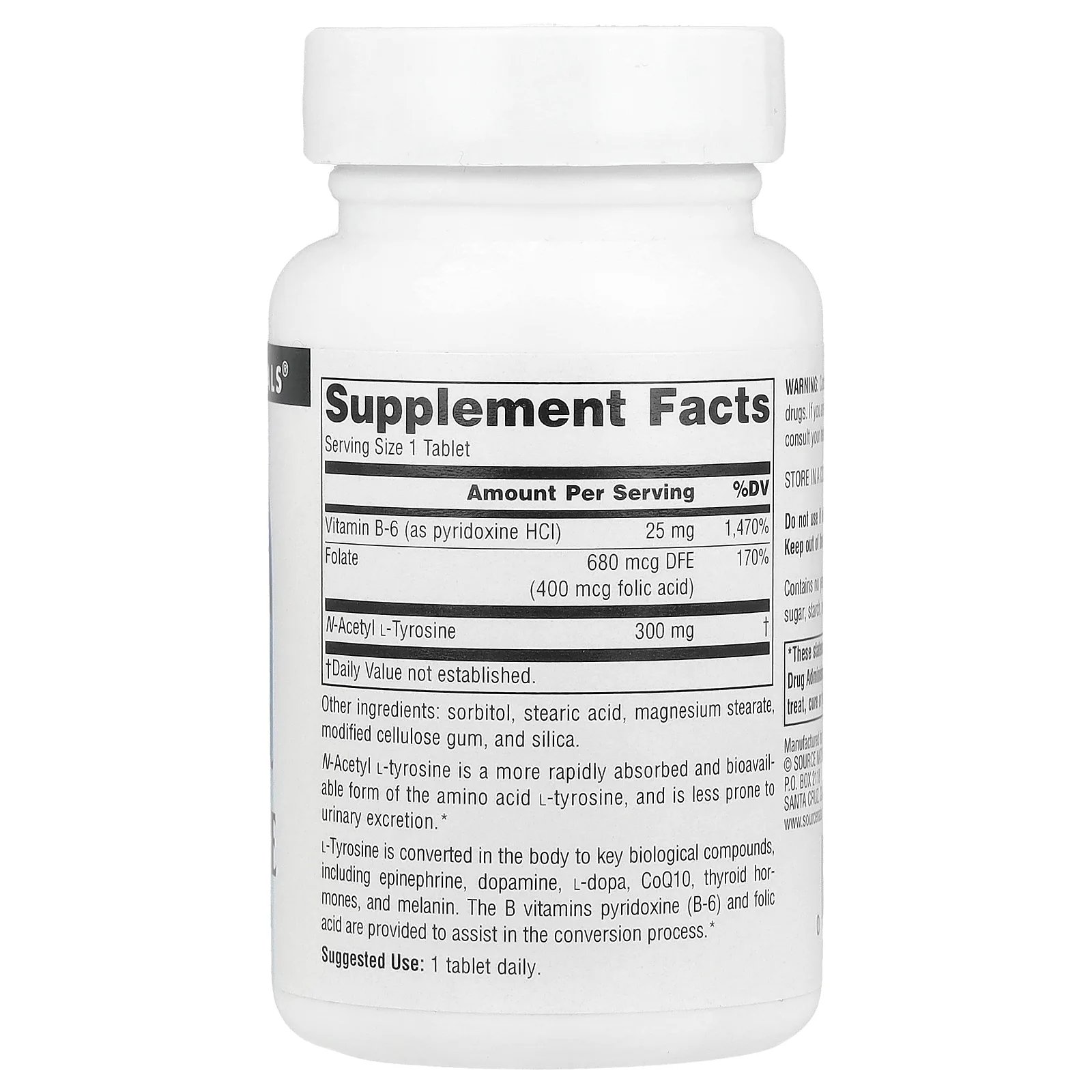 Source Naturals, N-ацетил L-тирозин, 300 мг, 60 таблеток