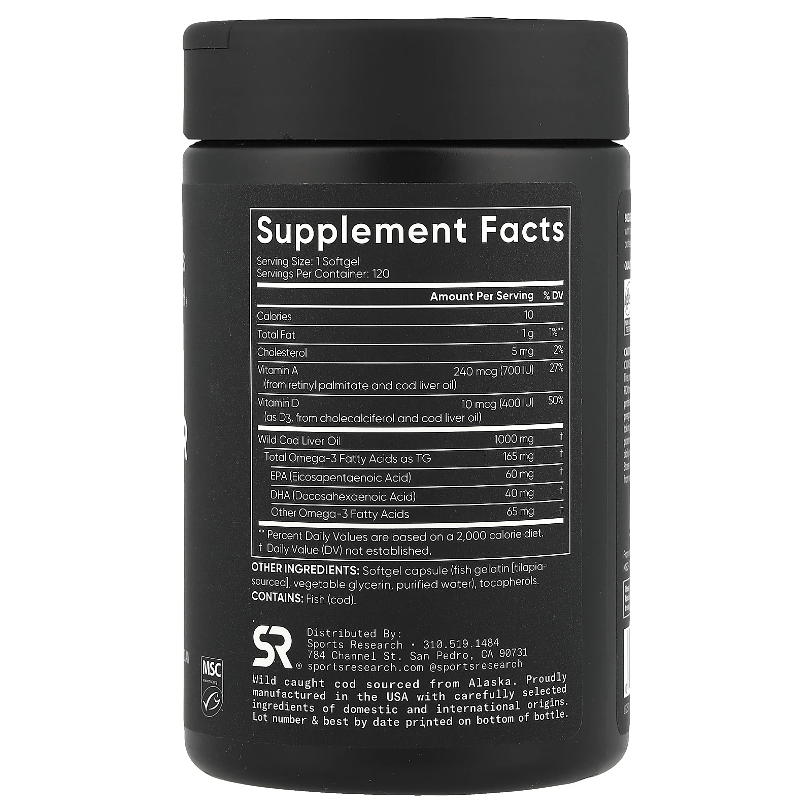 Sports Research, Жир печени аляскинской трески, 120 мягких таблеток