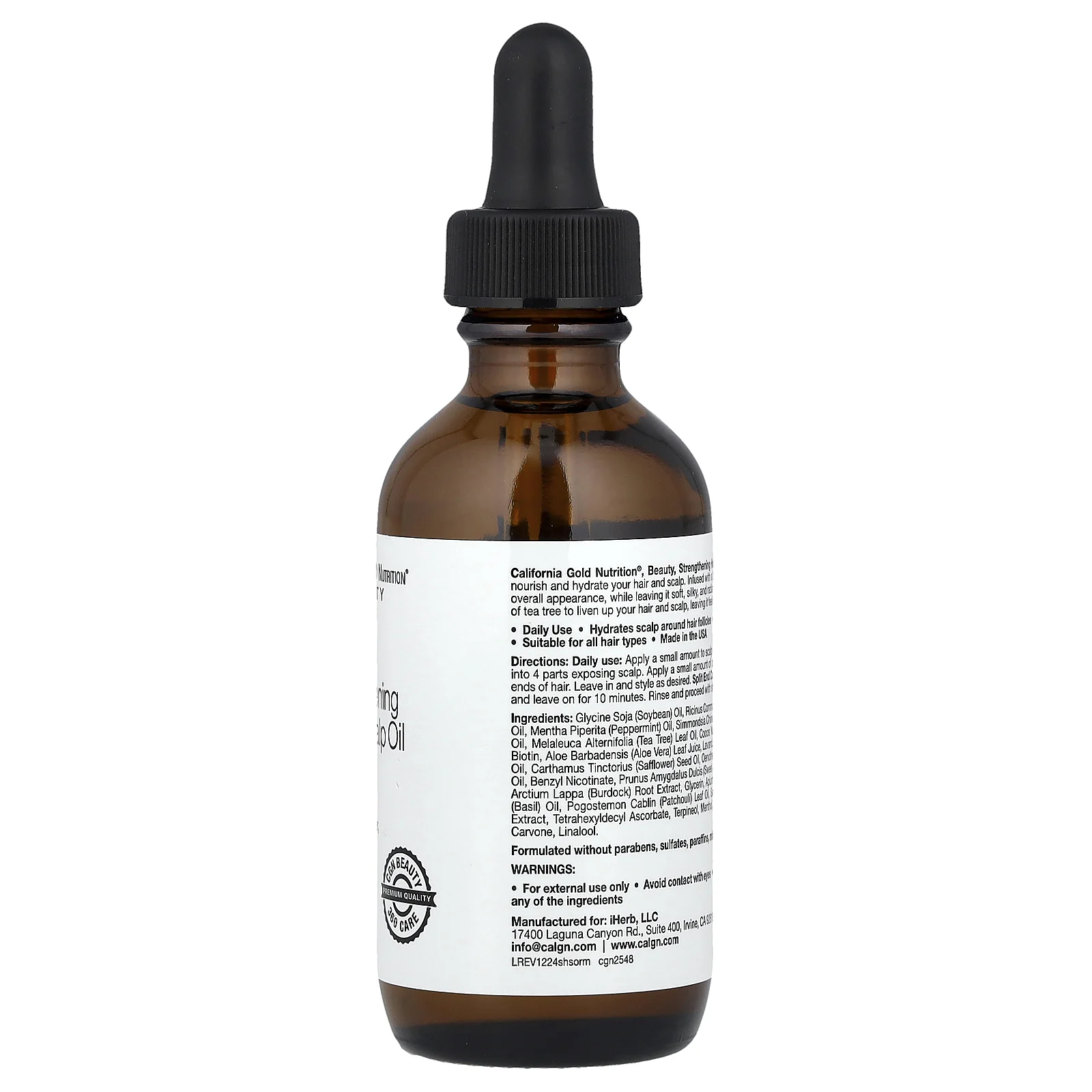 California Gold Nutrition, Beauty, укрепляющее масло для волос и кожи головы, биотин, розмарин и мята, 59 мл (2 жидк. Унции)