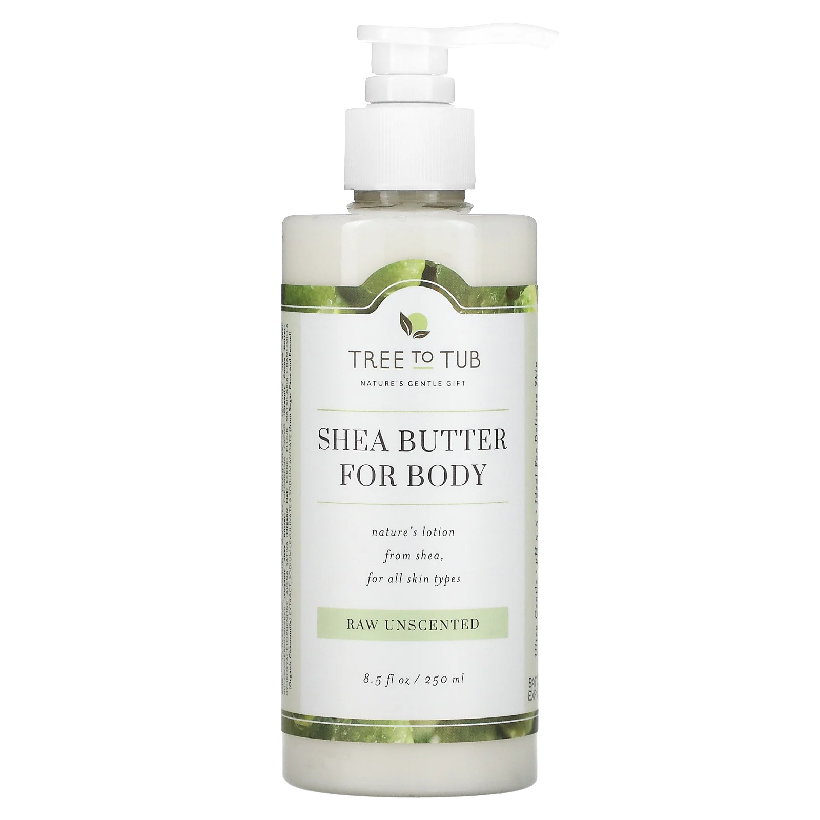 Tree To Tub, увлажняющий лосьон для тела с маслом ши, нежирный, для увлажнения сухой и чувствительной кожи, без запаха, 250 мл (8,5 жидк. унции)