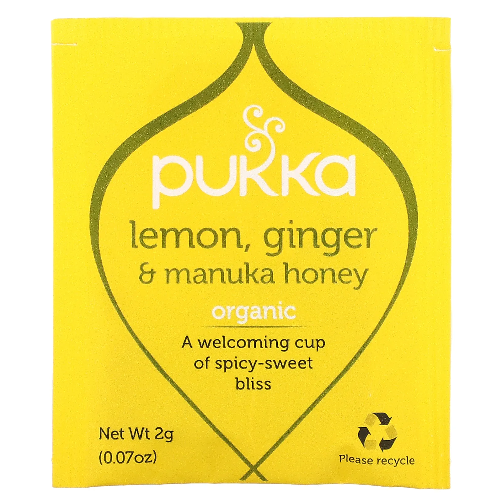 Pukka Herbs, Органический травяной чай, лимонный имбирь и мед манука, без кофеина, 20 пакетиков, 40 г (1,41 унции)
