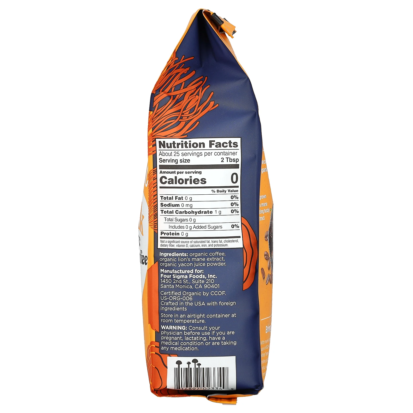 Four Sigmatic, Think, органический холодный кофе с ежовиком гребенчатым, грибами и яконом, крупного помола, темная обжарка, 340 г (12 унций)