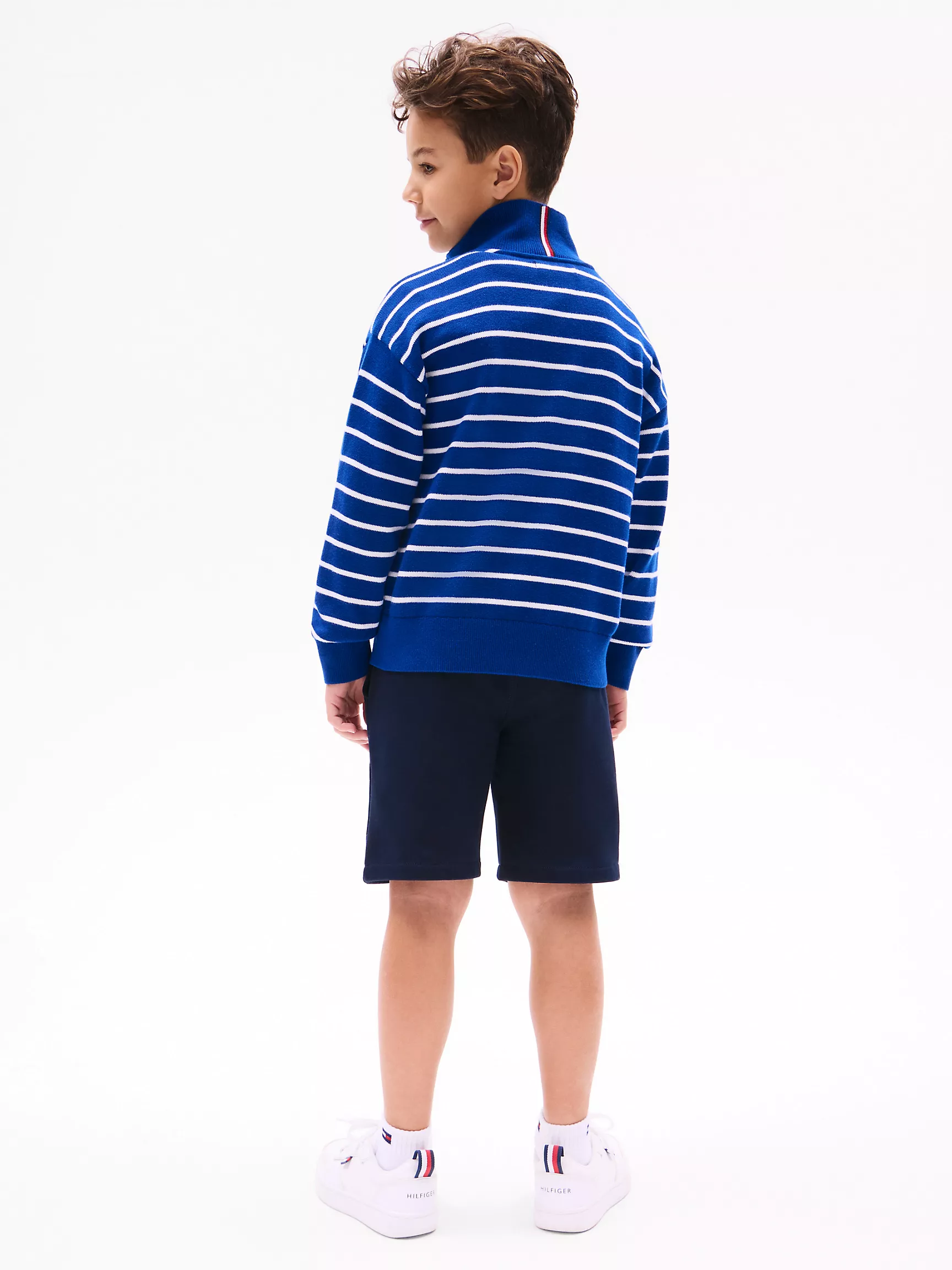 Свитер для мальчика Tommy Hilfiger, Детский свитер в полоску на четвертной молнии