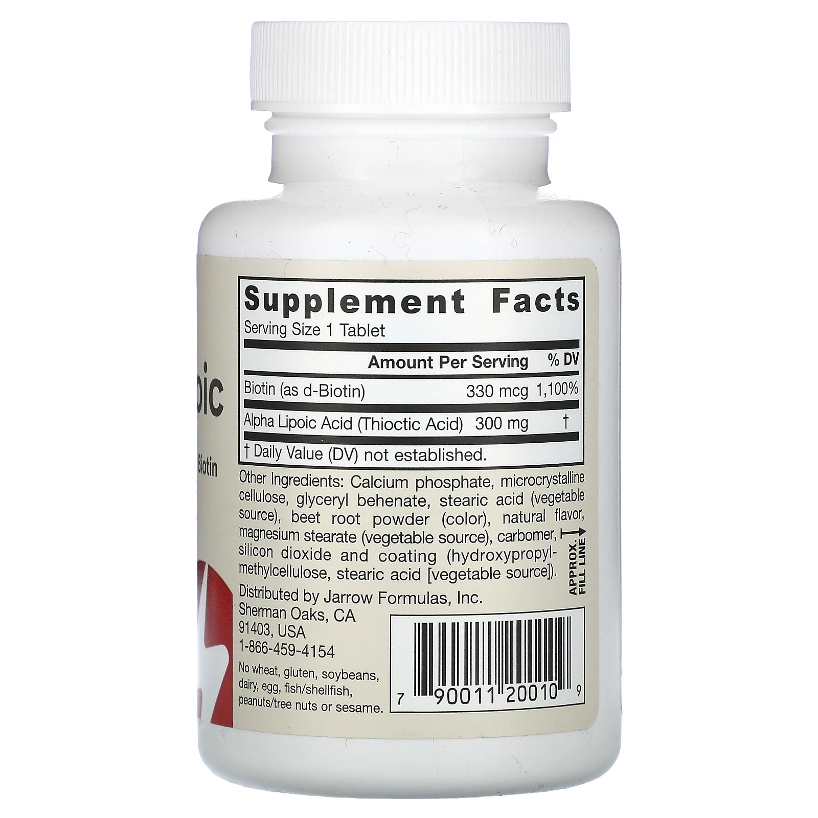 Jarrow Formulas, Alpha Lipoic Sustain, альфа-липоевая кислота с биотином, 300 мг, 60 таблеток