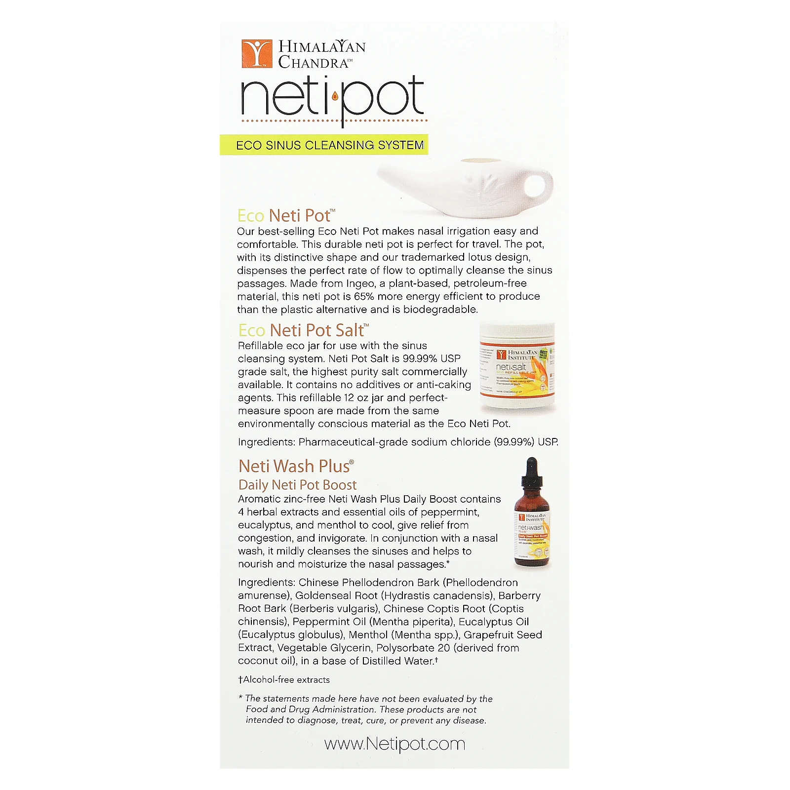 Himalayan Chandra, Нети Пот, Eco Sinus Cleansing System, набор из 3 предметов