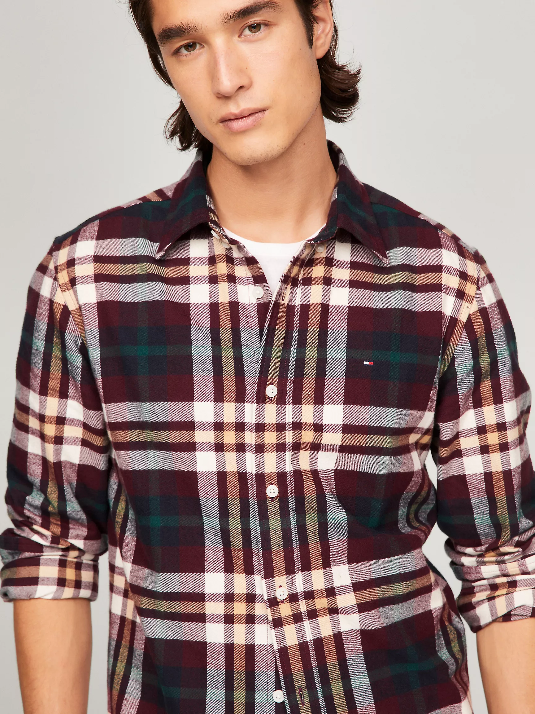 Мужская рубашка Tommy Hilfiger, Фланелевая рубашка в клетку и стиле colorblock стандартного кроя