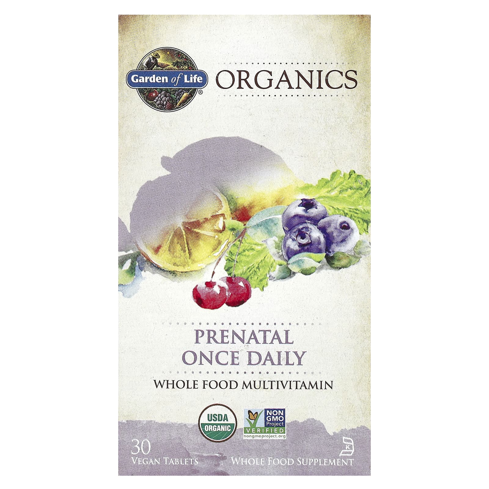 Garden of Life, MyKind Organics, пренатальные мультивитамины, одна таблетка в день, 30 веганских таблеток