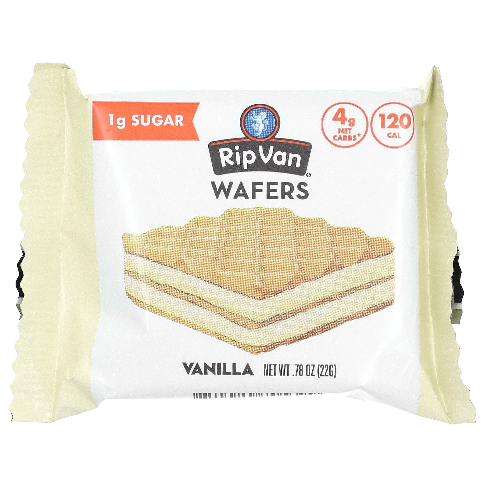 Rip Van Wafels, вафли, с ванильным вкусом, 6 пакетиков по 22 г (0,78 унции)