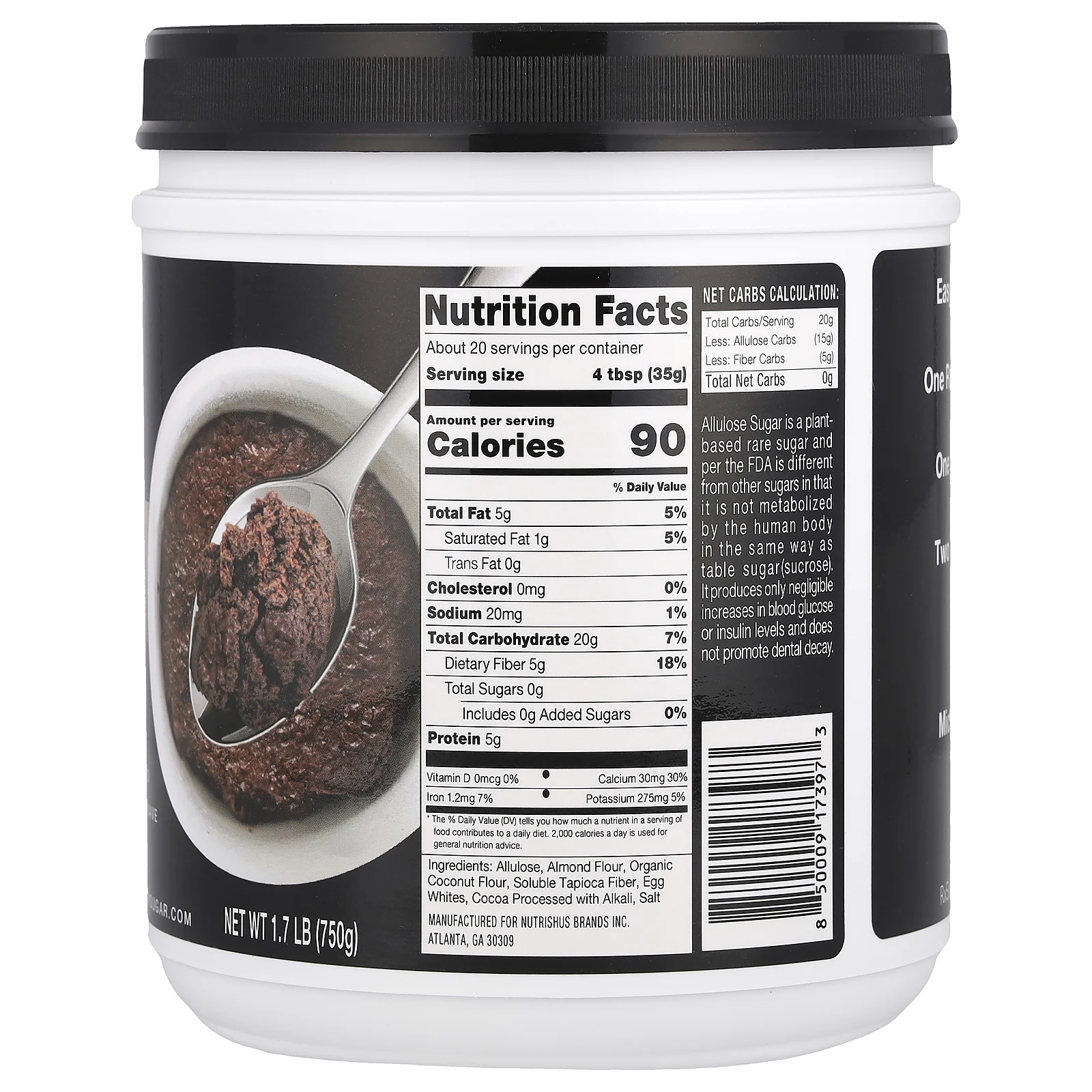 RxSugar, Keto Brownie Mix, 750 г (1,7 фунта)