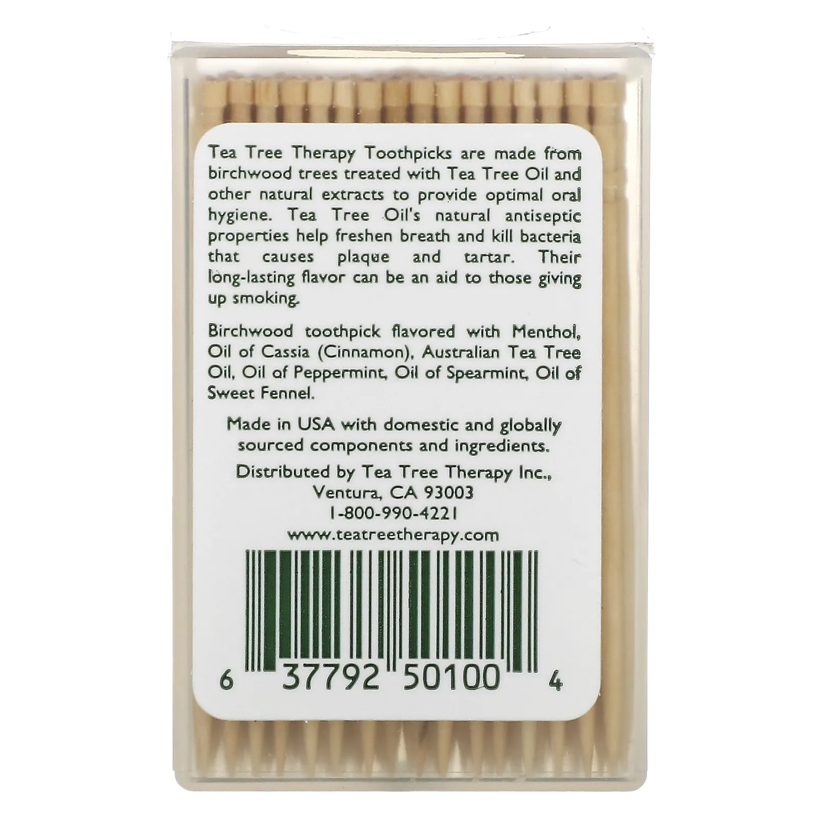 Зубочистки Tea Tree TherapyToothpicks, мятные, примерно 100 штук