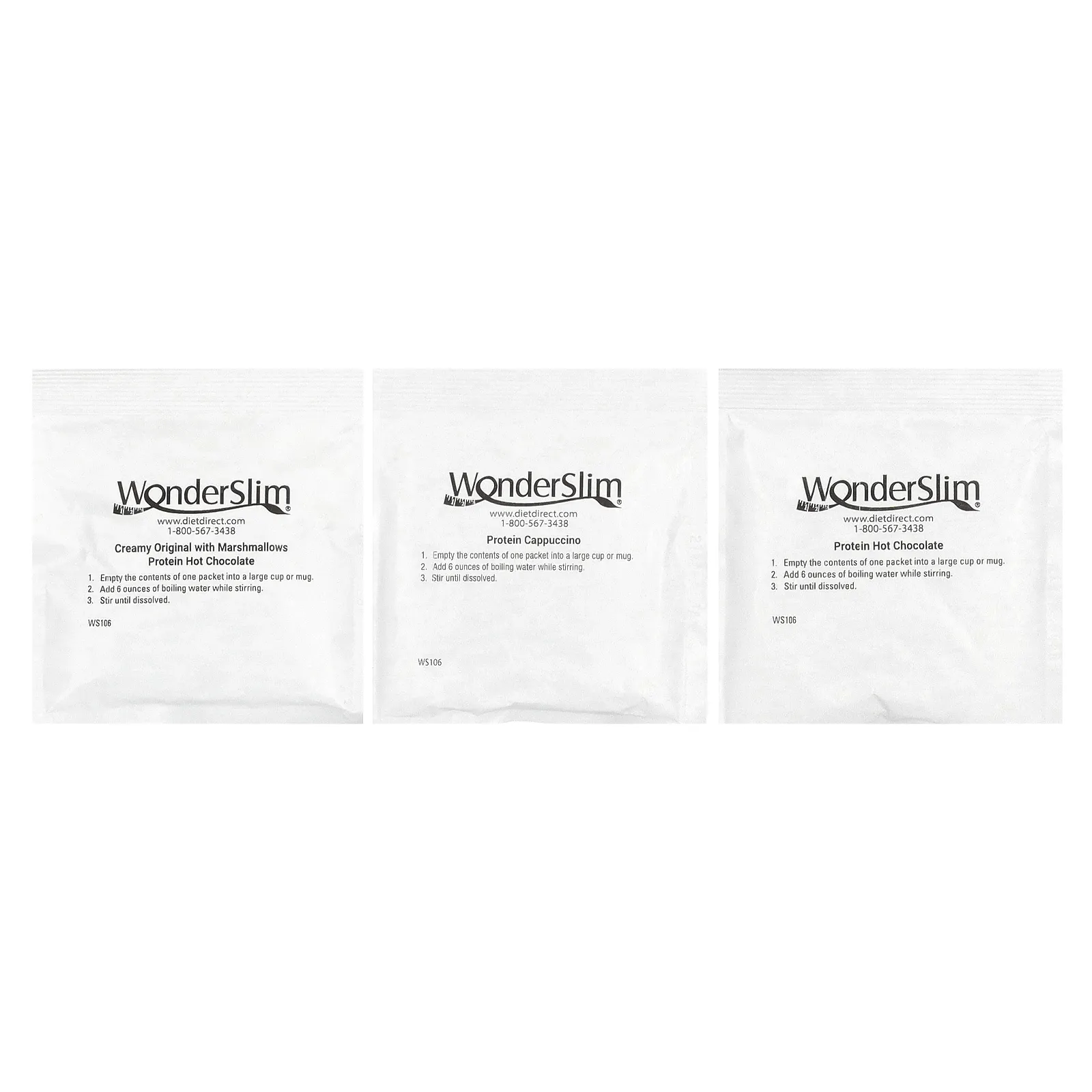 WonderSlim, протеин для горячего шоколада и капучино, набор разных вкусов, 7 пакетиков