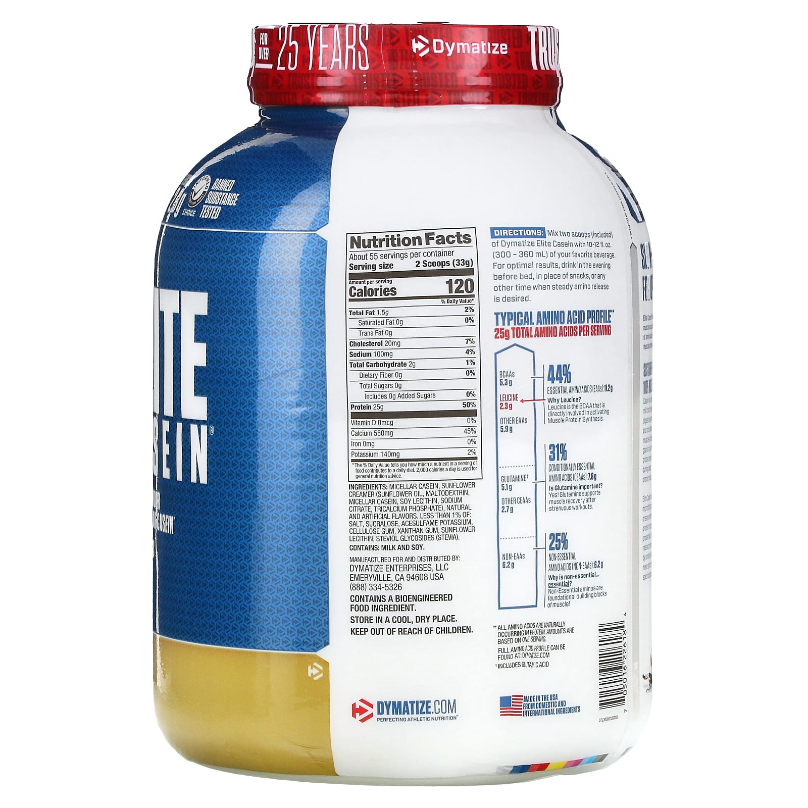 Dymatize, Elite Casein, со вкусом ванили, 1,8 кг (4 фунта)