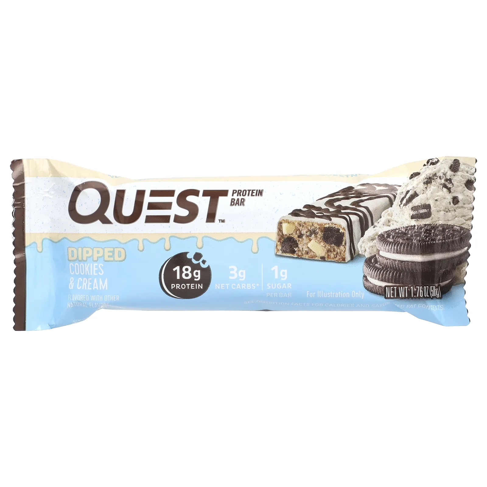 Quest Nutrition, Протеиновый батончик, печенье со сливками, 4 батончика, 50 г (1,76 унции)