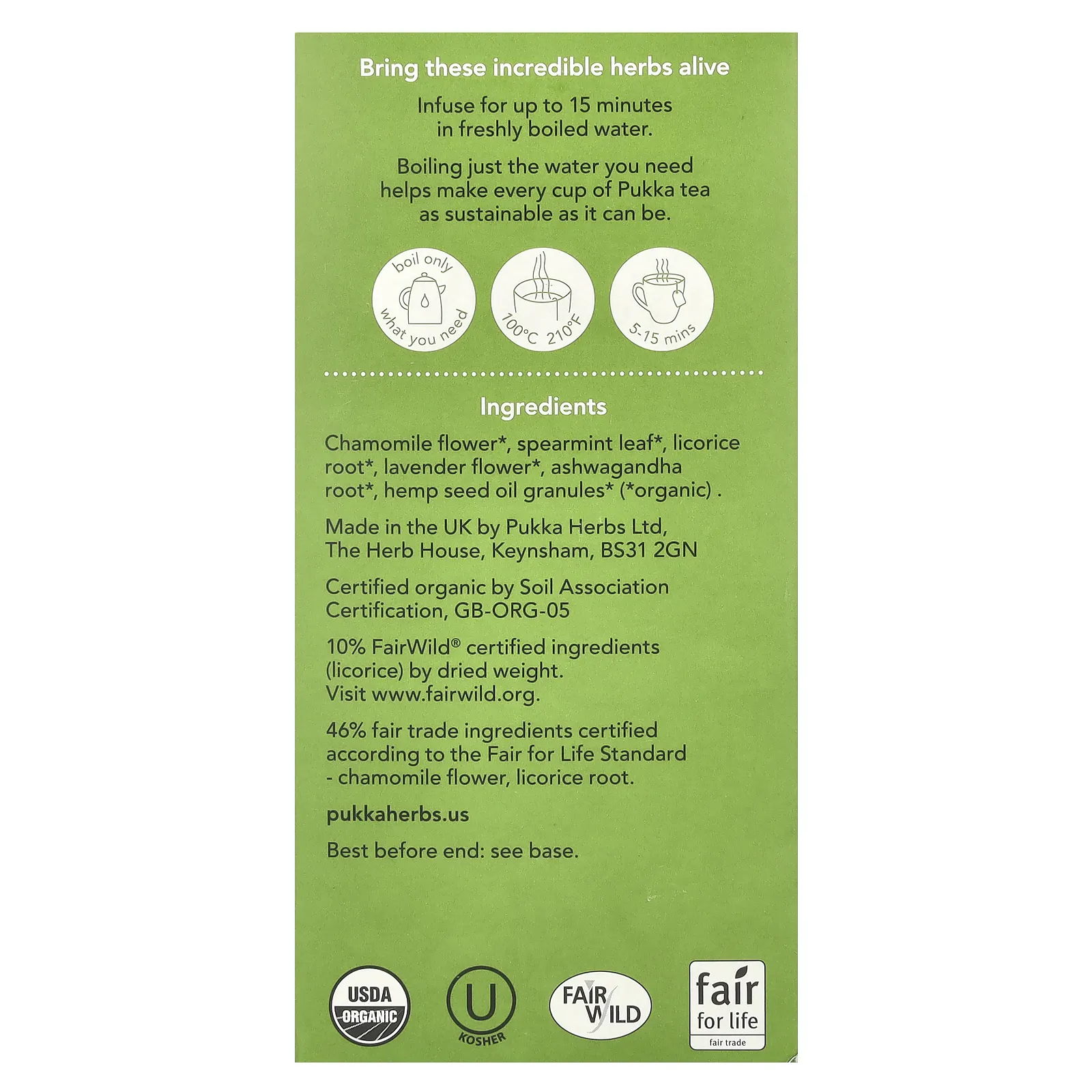 Pukka Herbs, Органический травяной чай, Peace, без кофеина, 20 чайных пакетиков, 30 г (1,05 унции)