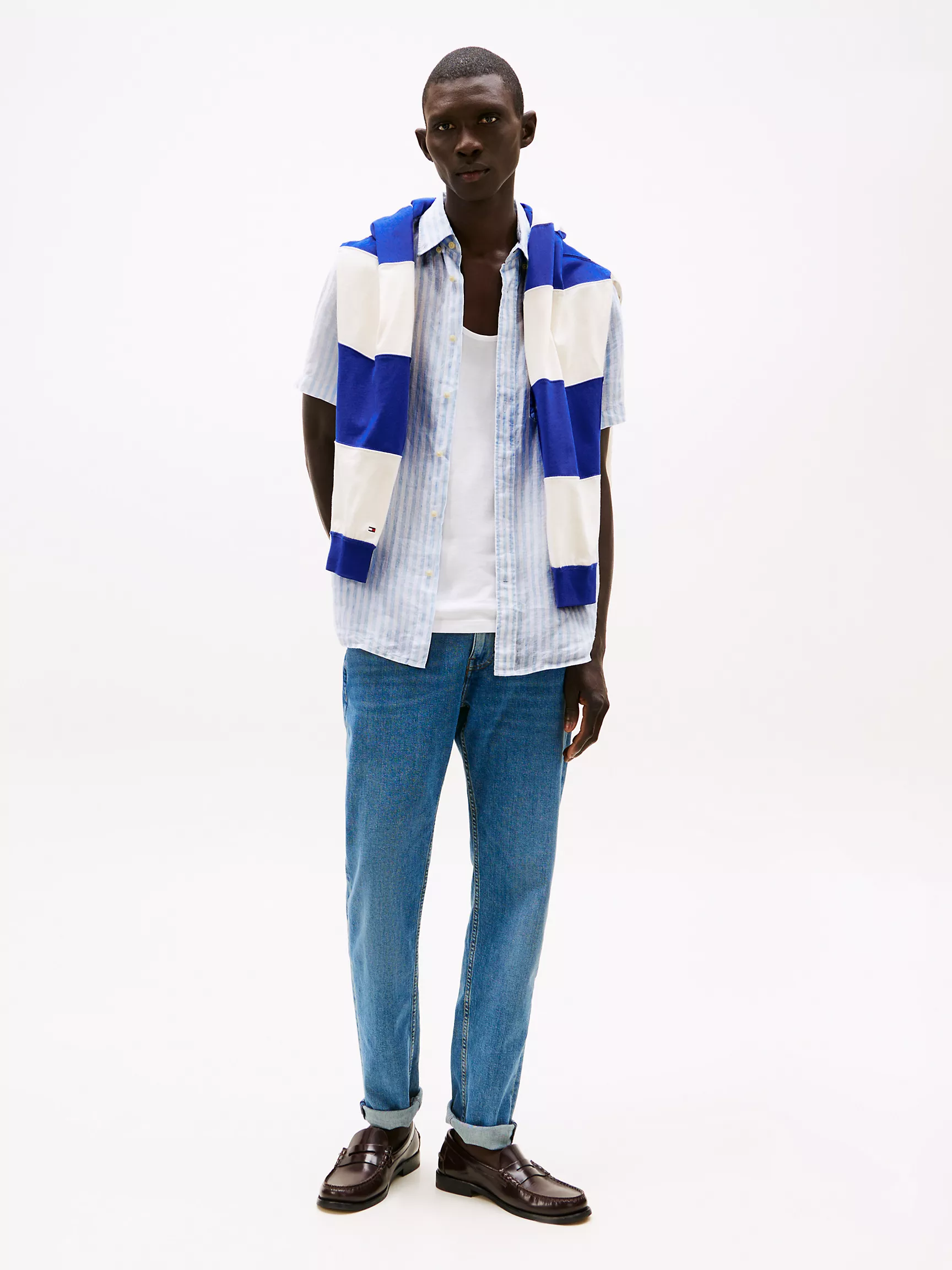 Мужская рубашка Tommy Hilfiger, Стандартная рубашка в полоску из окрашенного льна