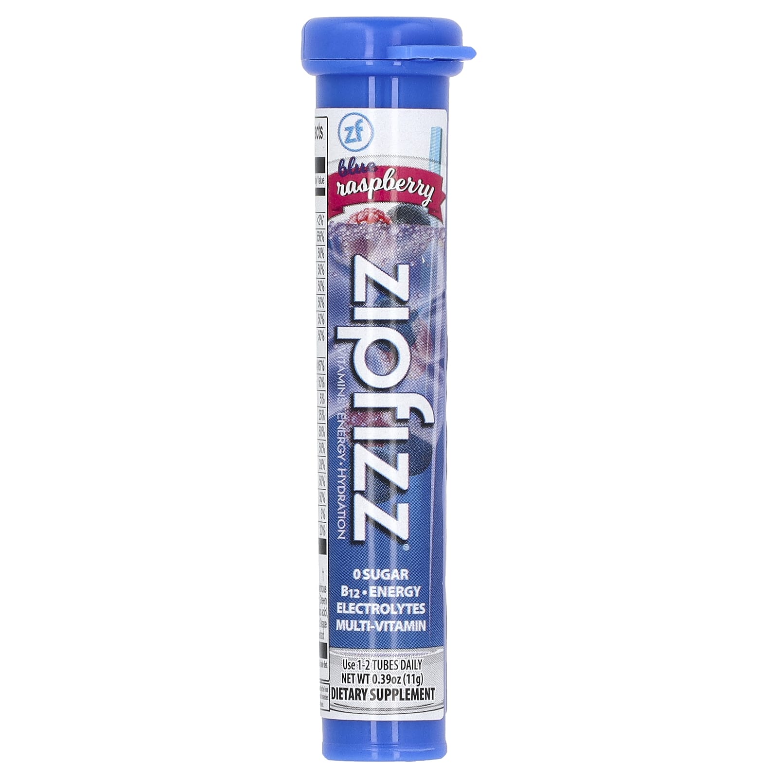 Zipfizz, Энергетическая смесь для здорового спорта с витамином B12, голубика и малина, 20 тюбиков по 11 г (0,39 унции)