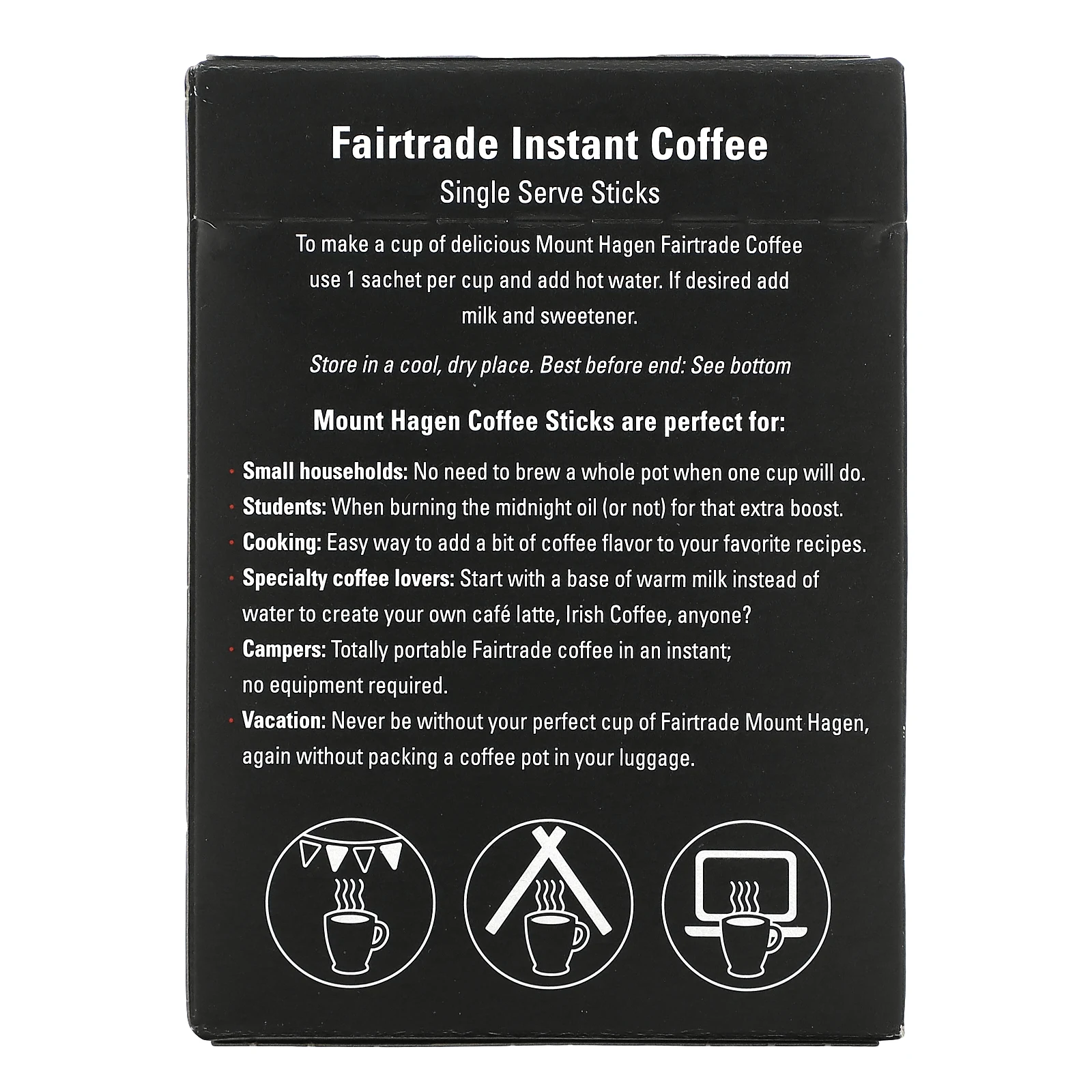 Mount Hagen, органический растворимый кофе, приобретенный с соблюдением принципов справедливой торговли, сублимированный, сублимированный, 25 порционных стиков, 50 г (1,76 унции)