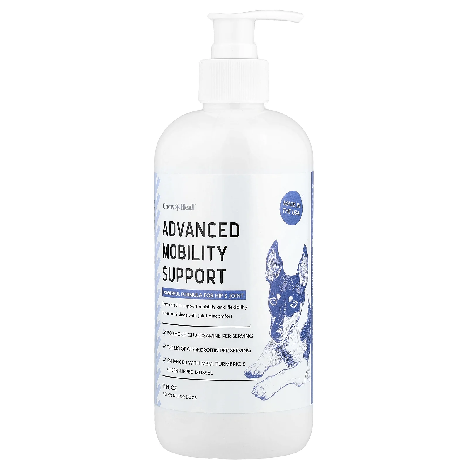 Chew + Heal, Advanced Mobility Support, средство для поддержки подвижности, для собак, 473 мл (16 жидк. унций)