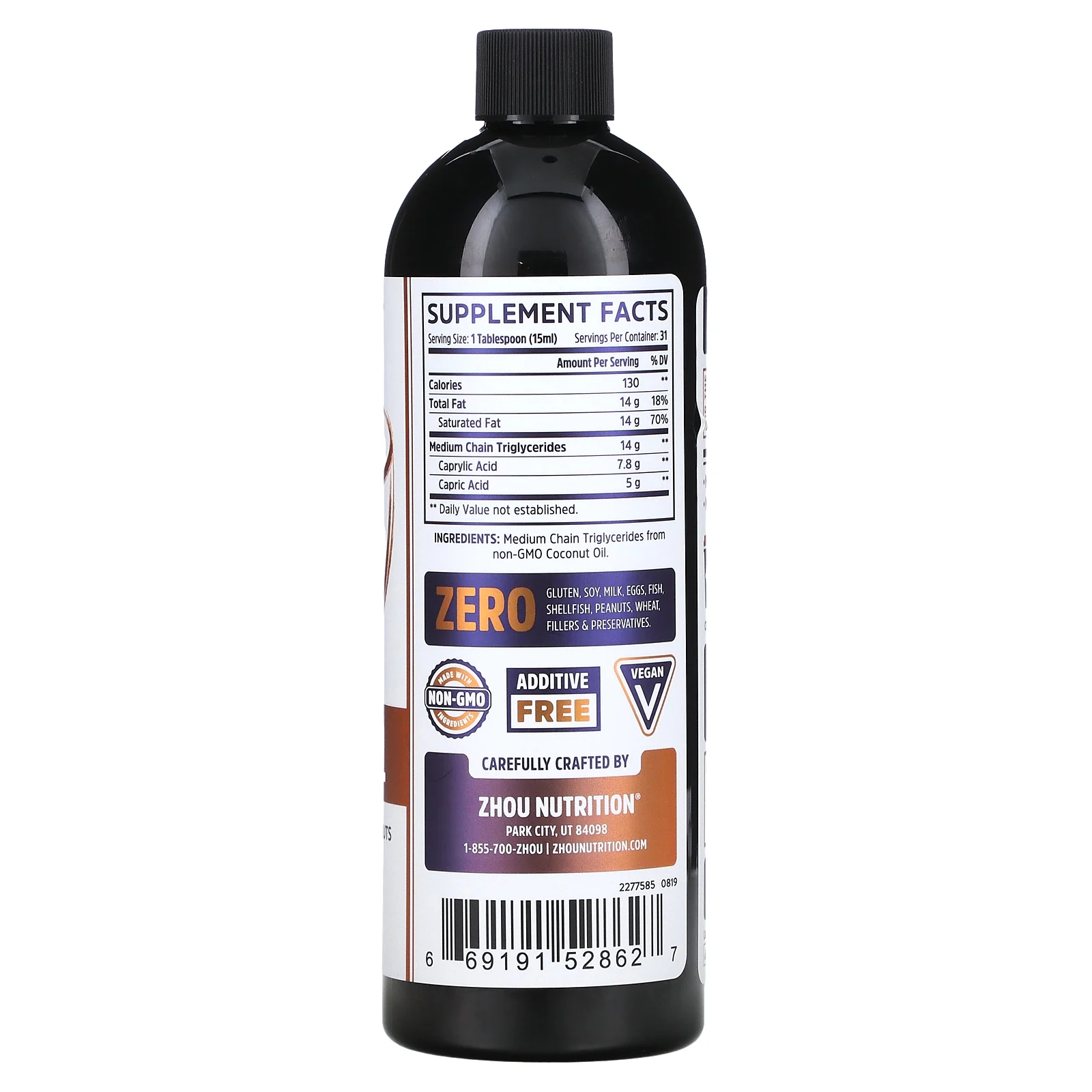 Zhou Nutrition, Масло MCT, без добавок, 473 мл (16 жидк. Унций)