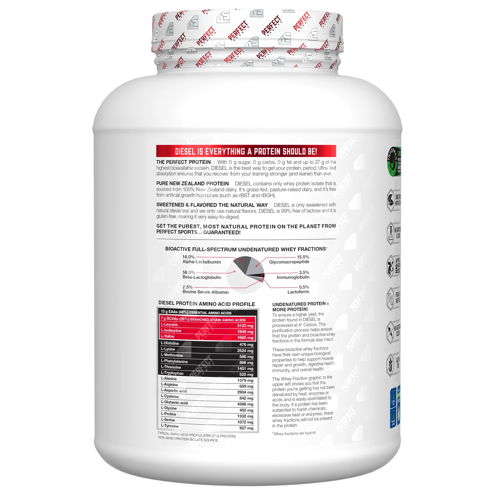 Perfect Sports, Diesel, изолят сыворотки из Новой Зеландии, ананас и манго, 2,27 кг (5 фунтов)